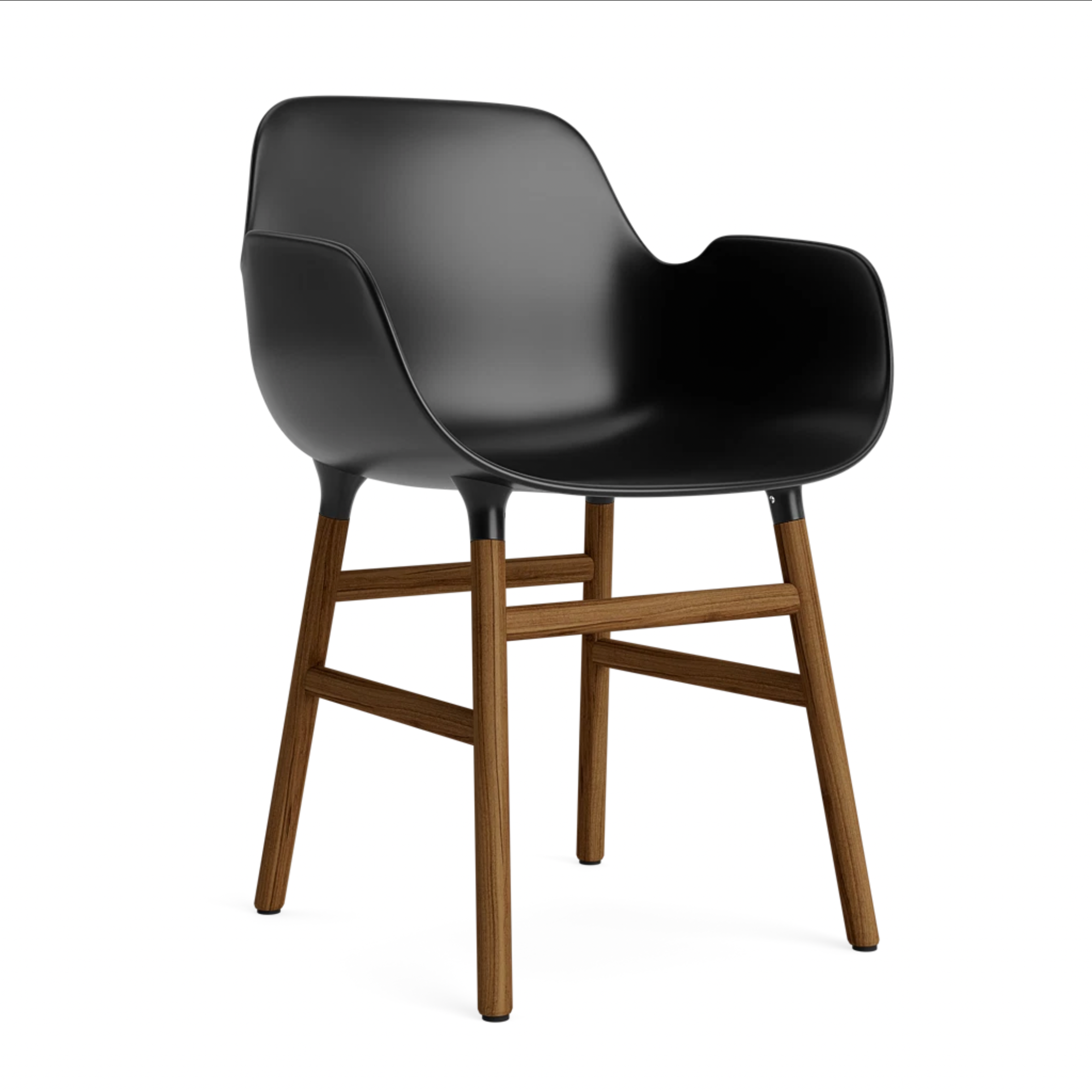 Chair with armrests Black forms with a nutty base
