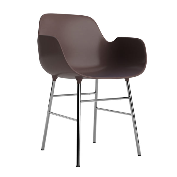 Chair with armrests brown forms with a chrome base