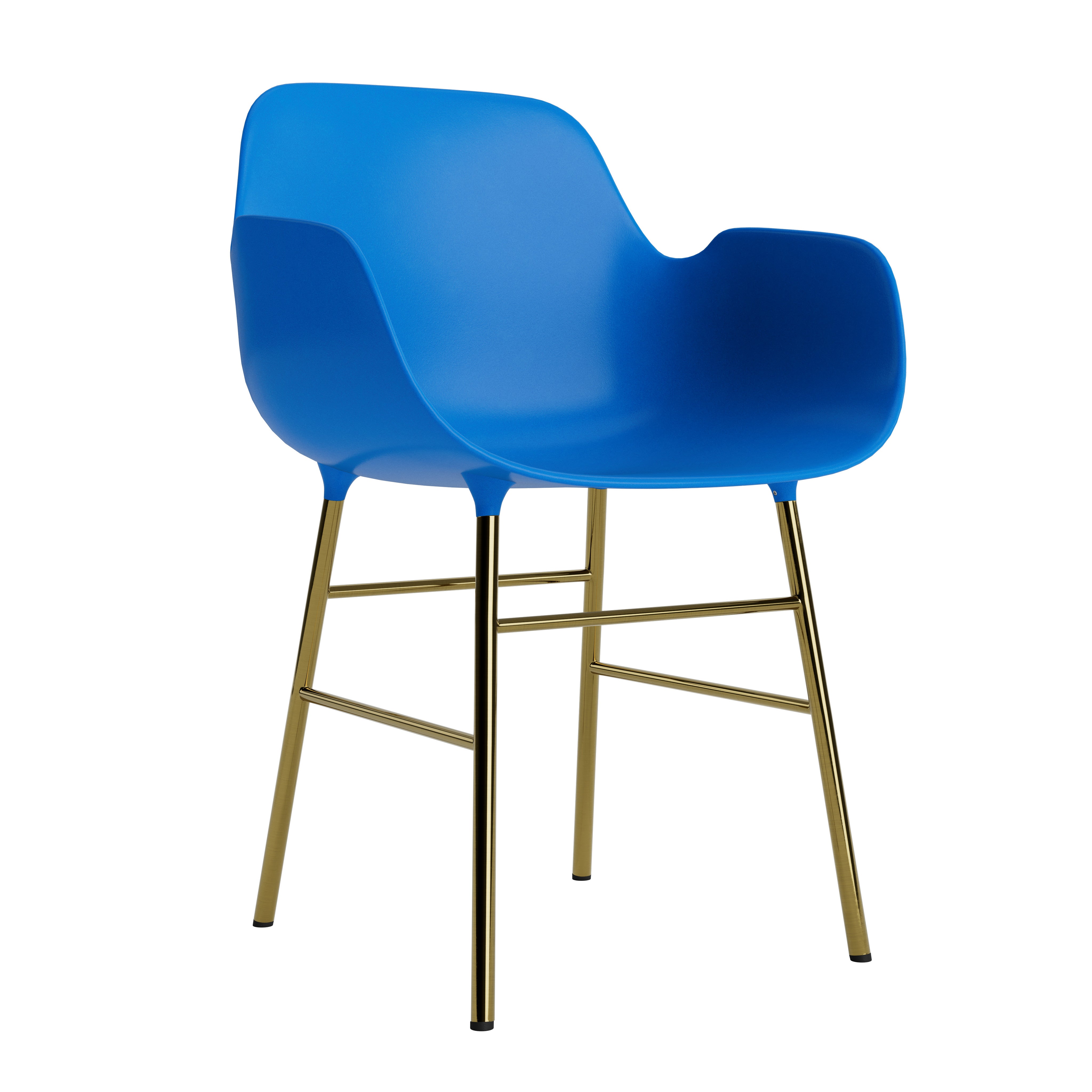Chair with armrests blue blue with a golden base