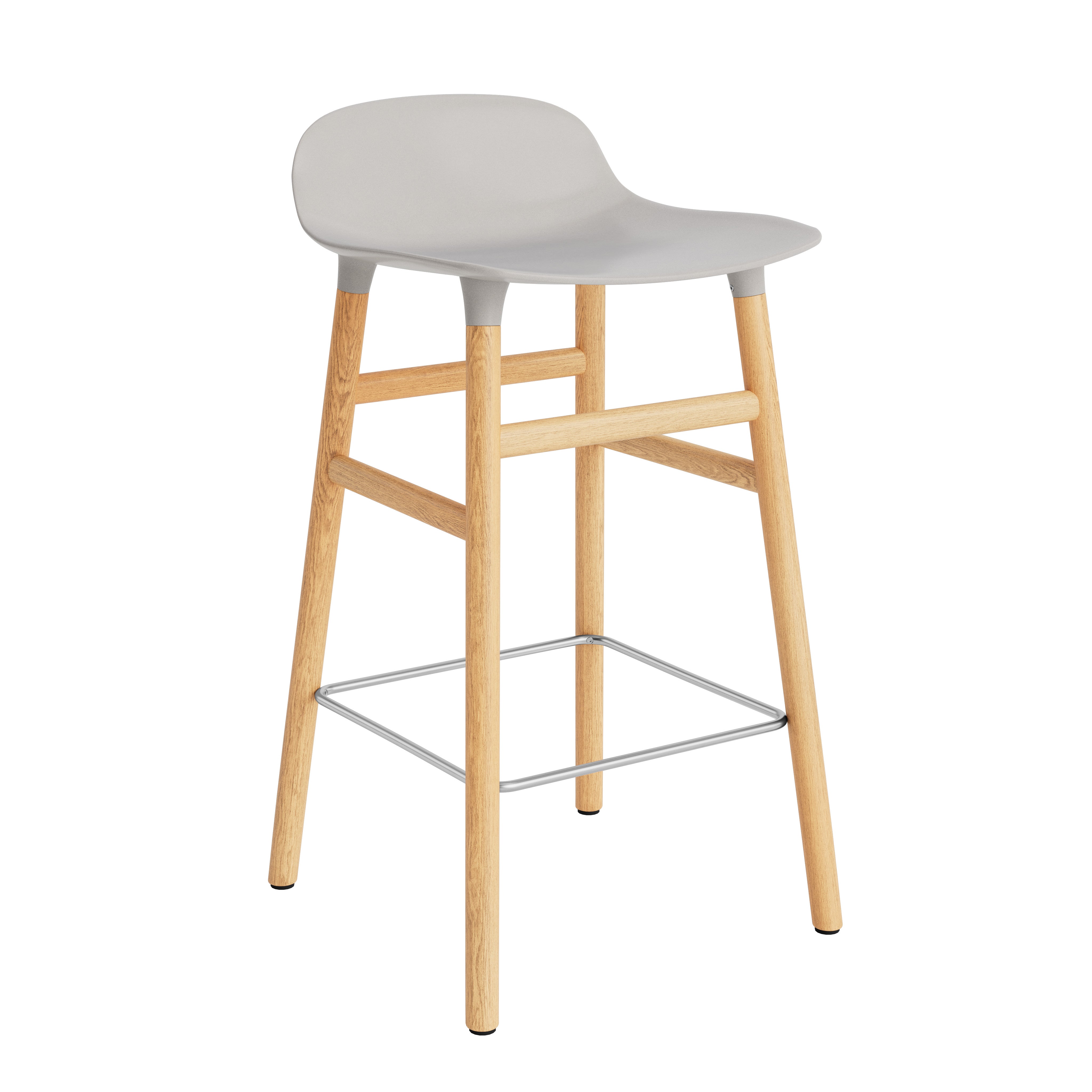 Hocker forms warm gray with an oak base