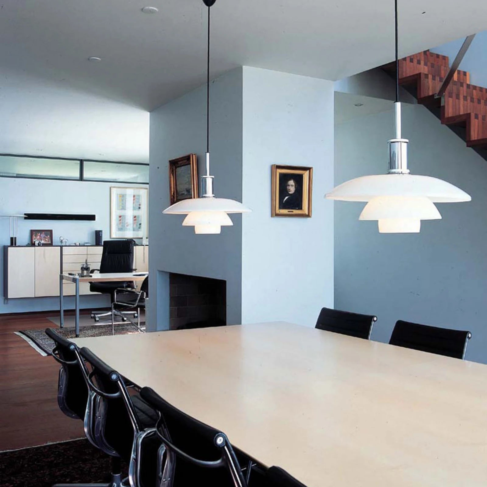 PH 3½-3 Pendant Lamp white with chrome finish