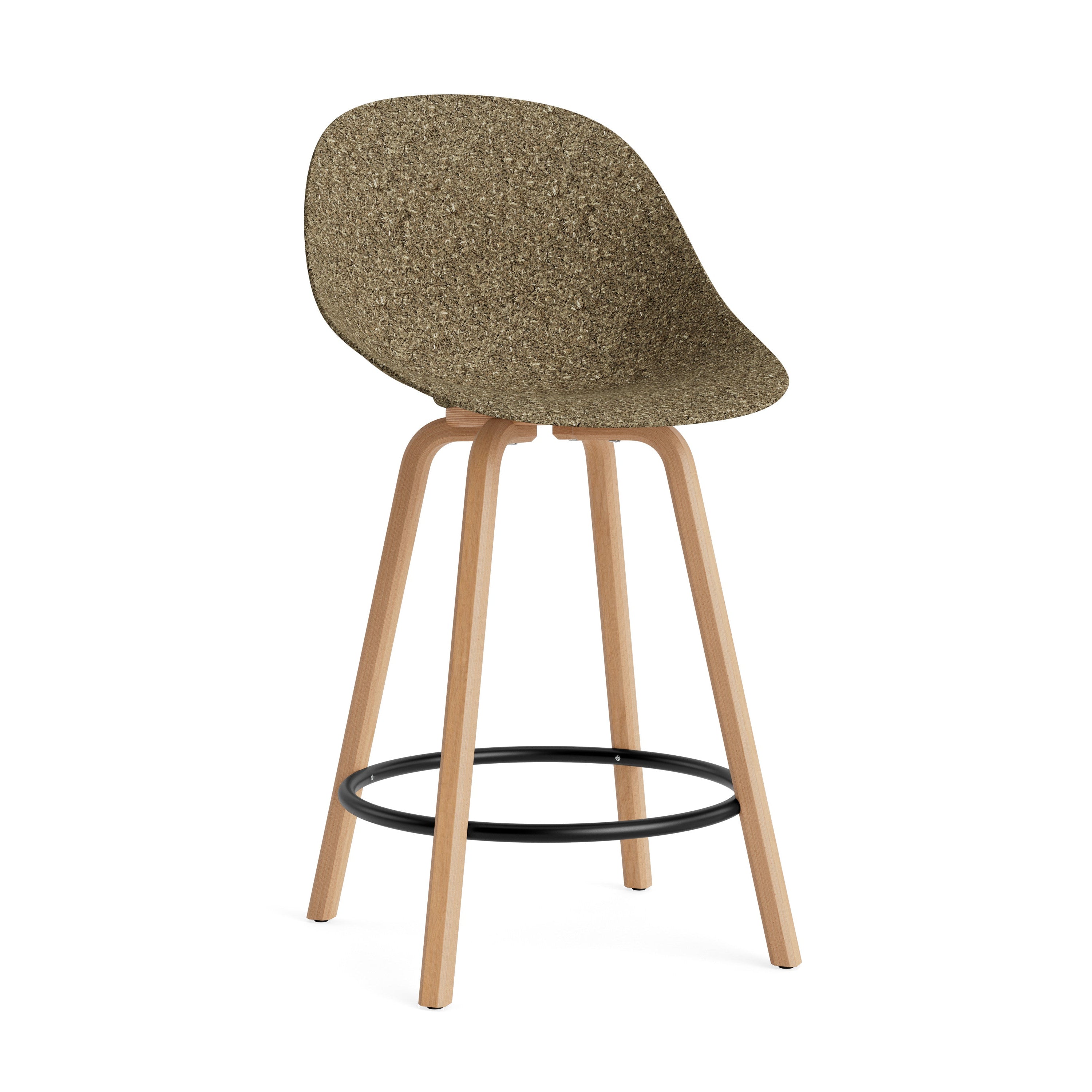 Bar chair with backrest of green mat with beech plywood
