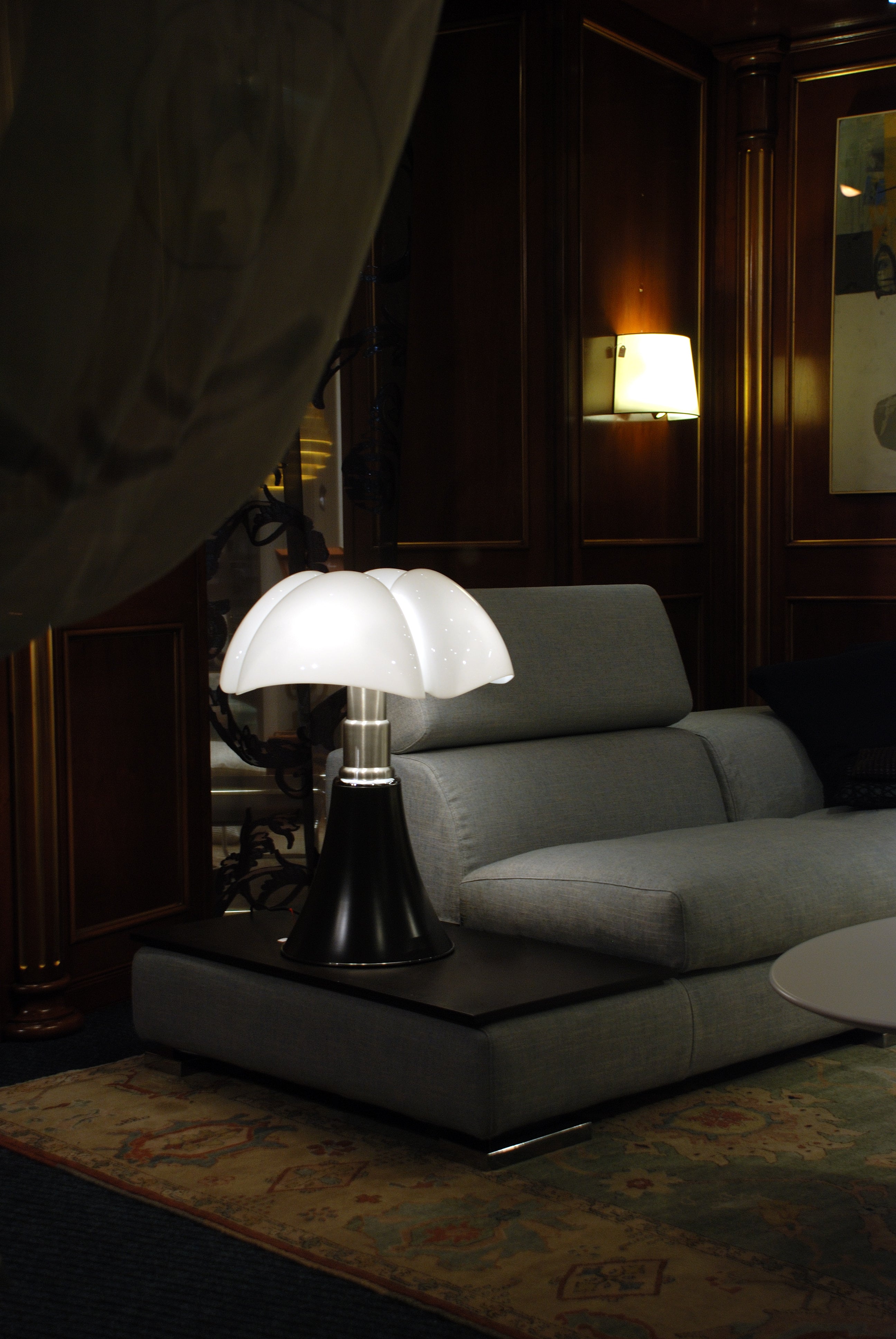 PIPISTRELLO Table Lamp with Opal Shade and Black Base