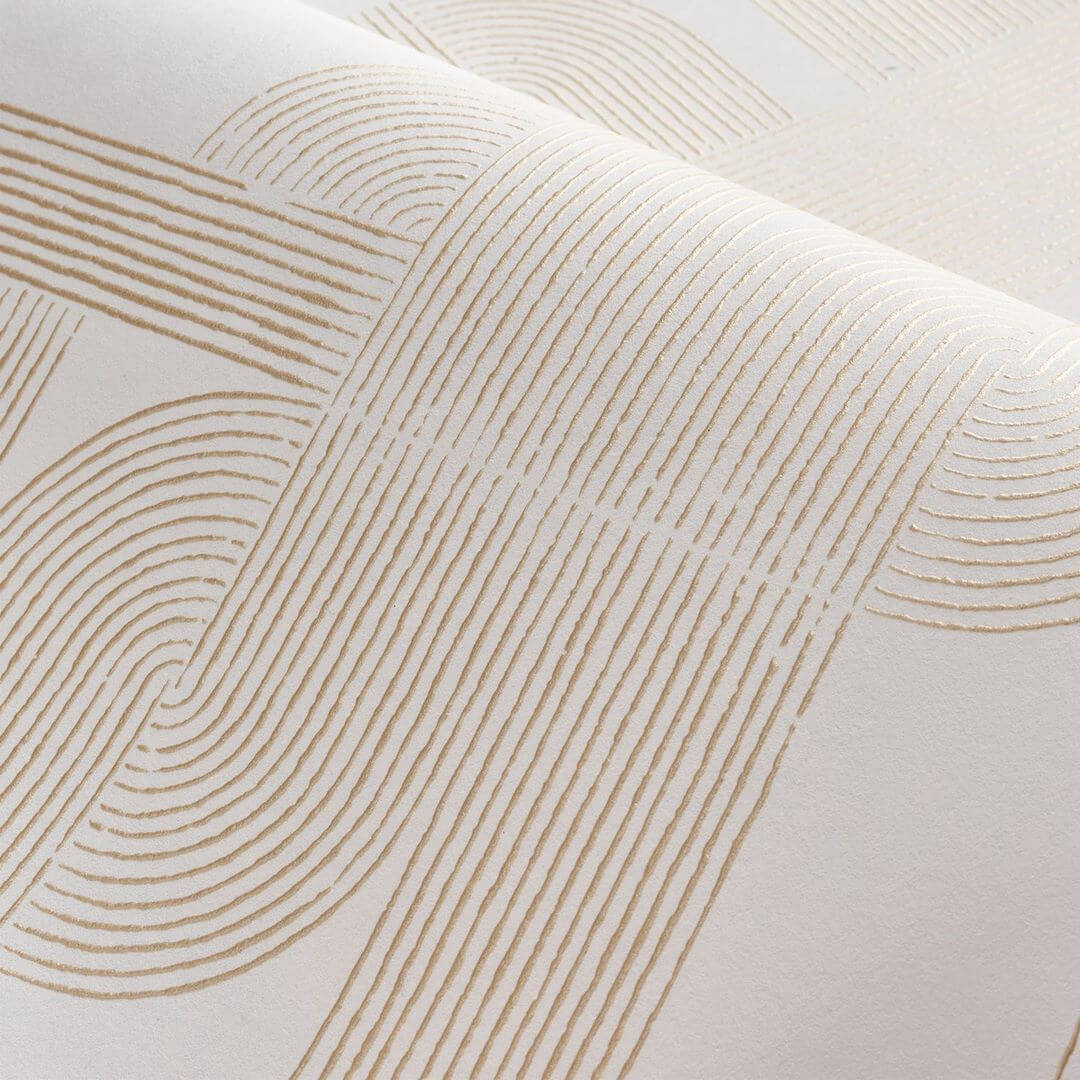 Wallpaper with geometric pattern HECTOR - WHITE/GOLD white with gold
