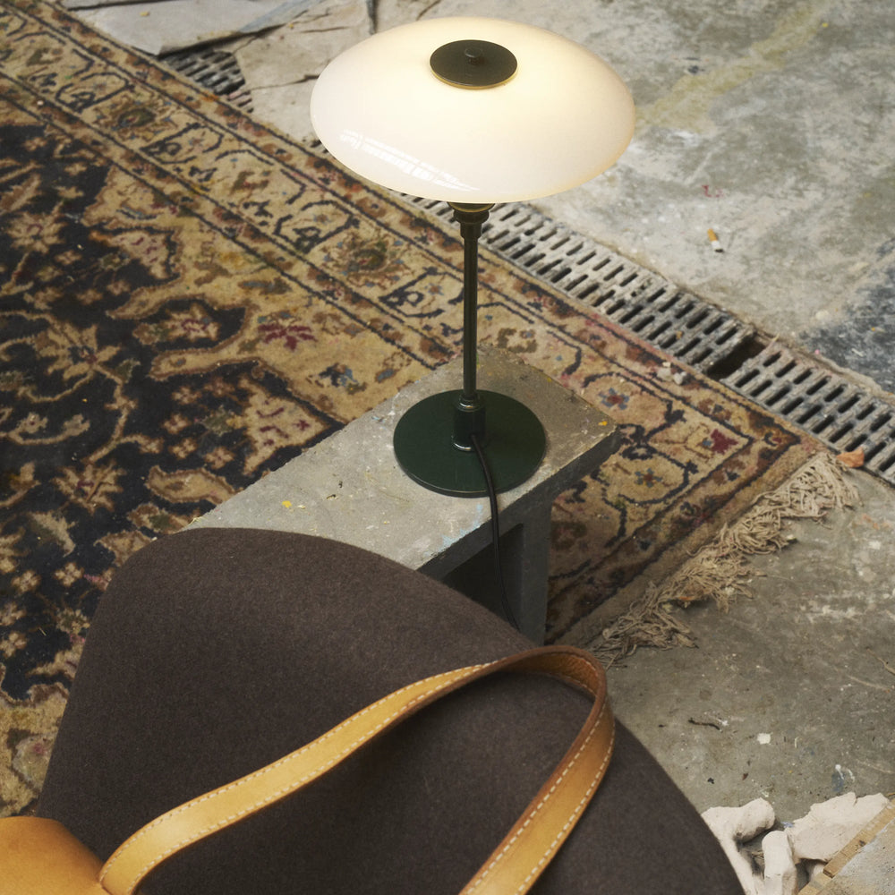 PH 2/1 Table Lamp in White with Dark Green Base