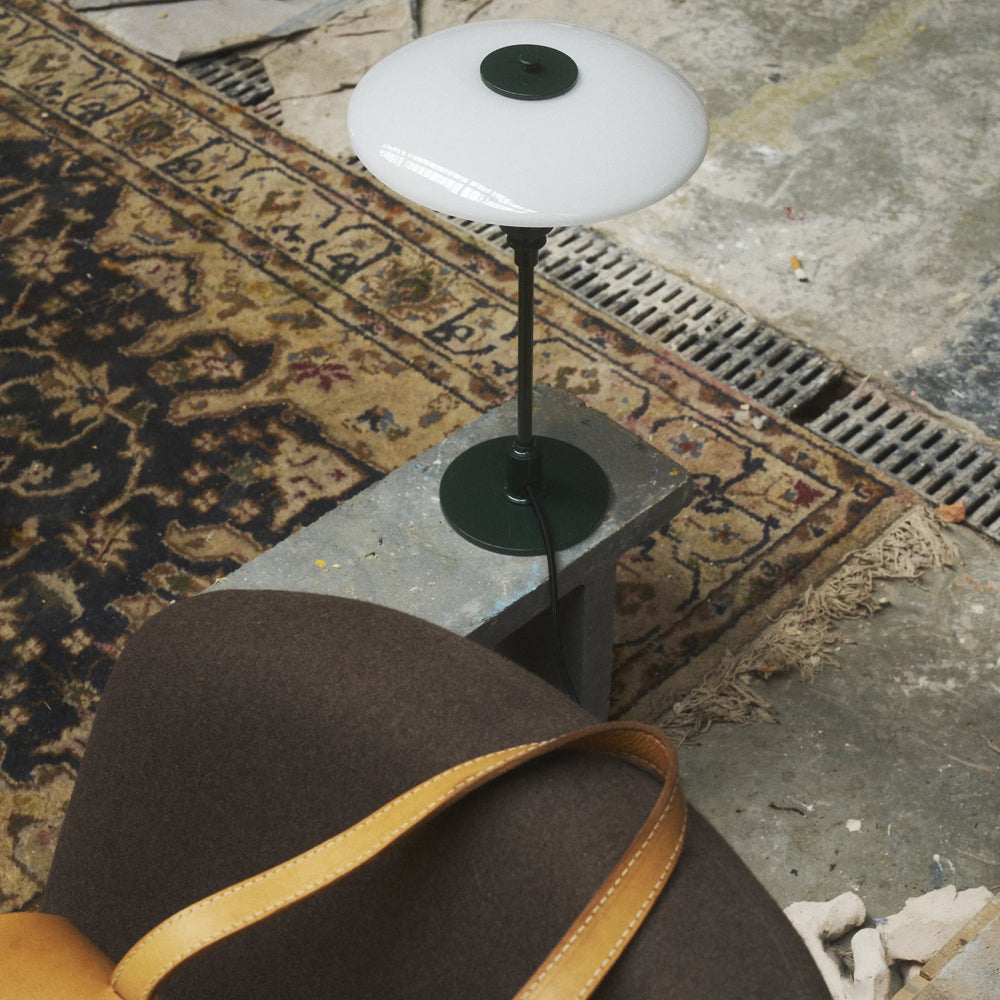PH 2/1 Table Lamp in White with Dark Green Base
