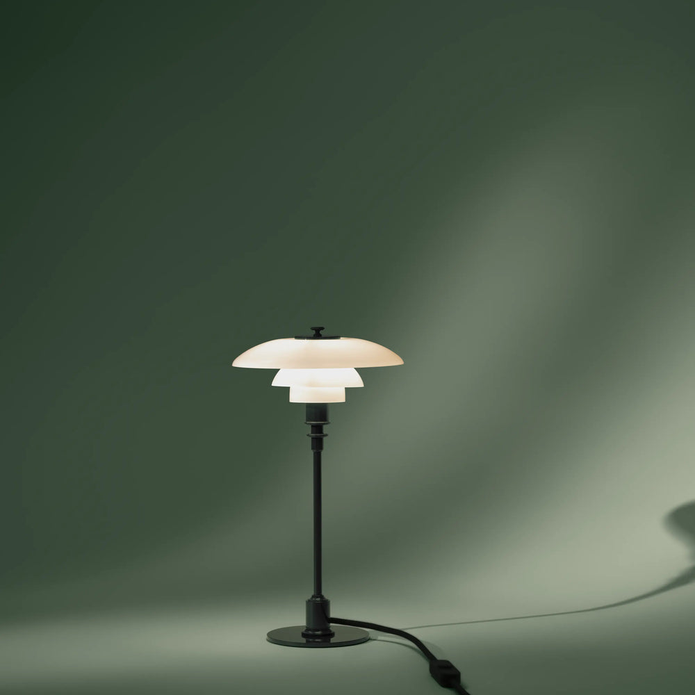 PH 2/1 Table Lamp in White with Dark Green Base
