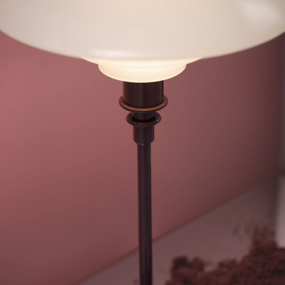 PH 2/1 table lamp in white with a burgundy base