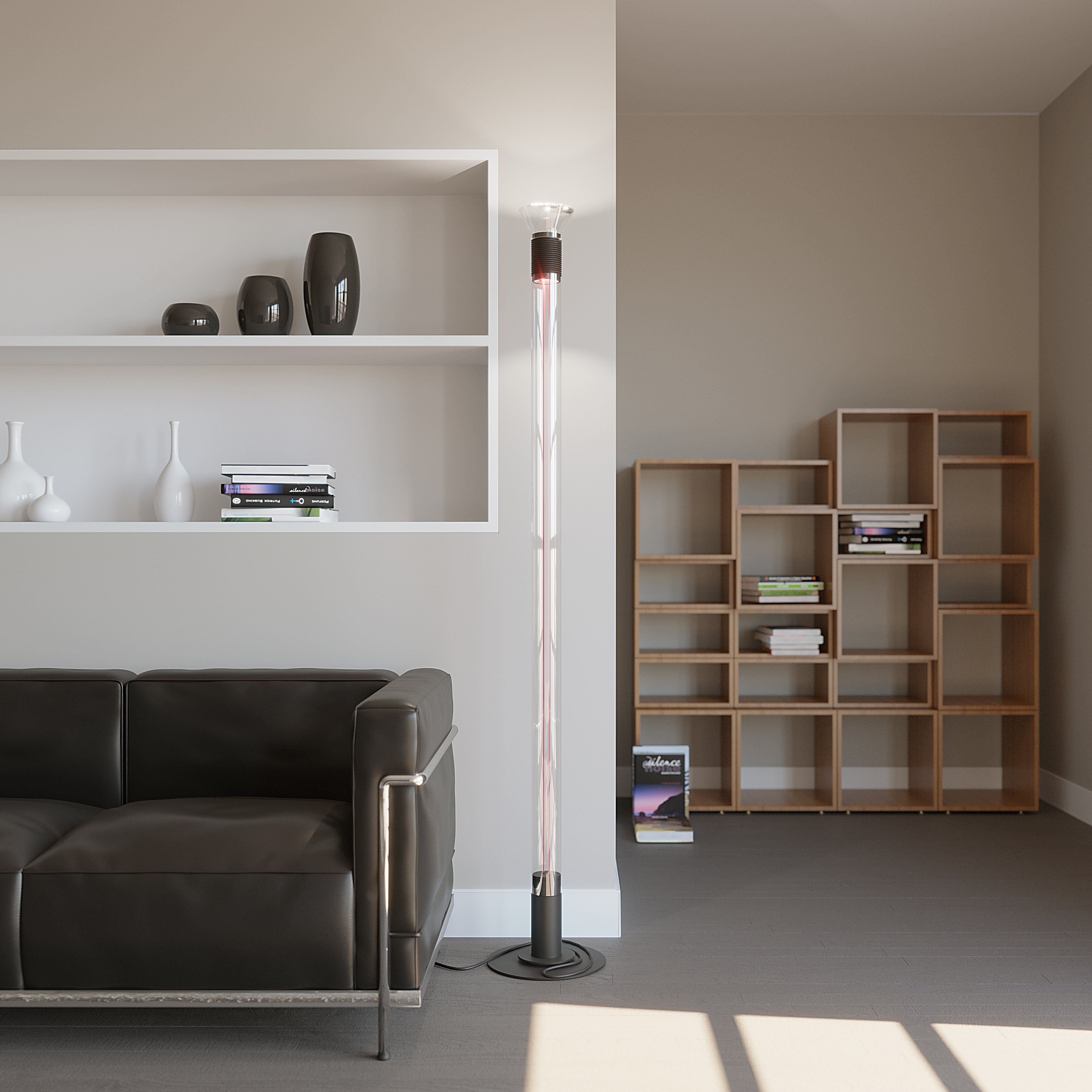 DIA Floor Lamp in Transparent with Matte Brown Accents