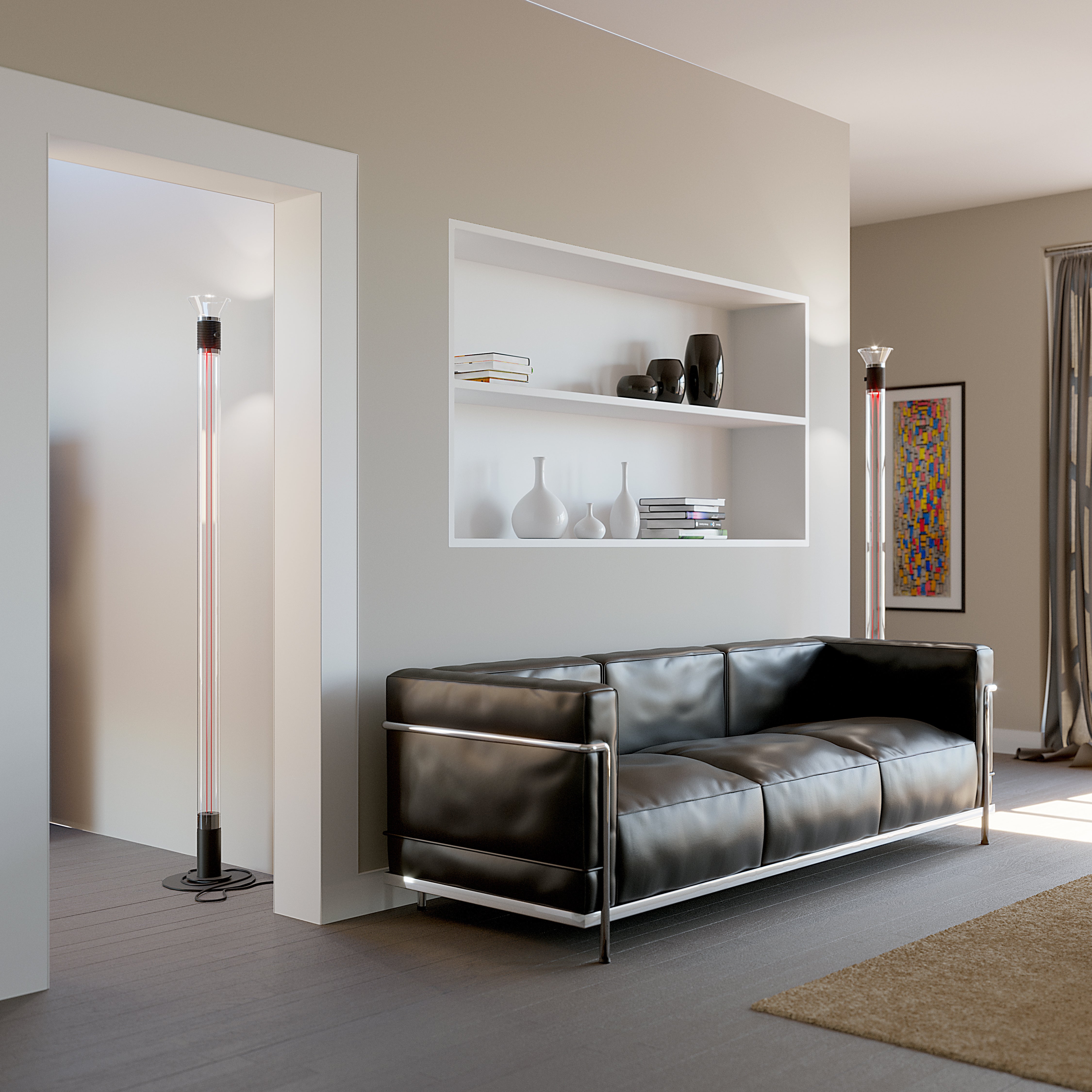 DIA Floor Lamp in Transparent with Matte Brown Accents