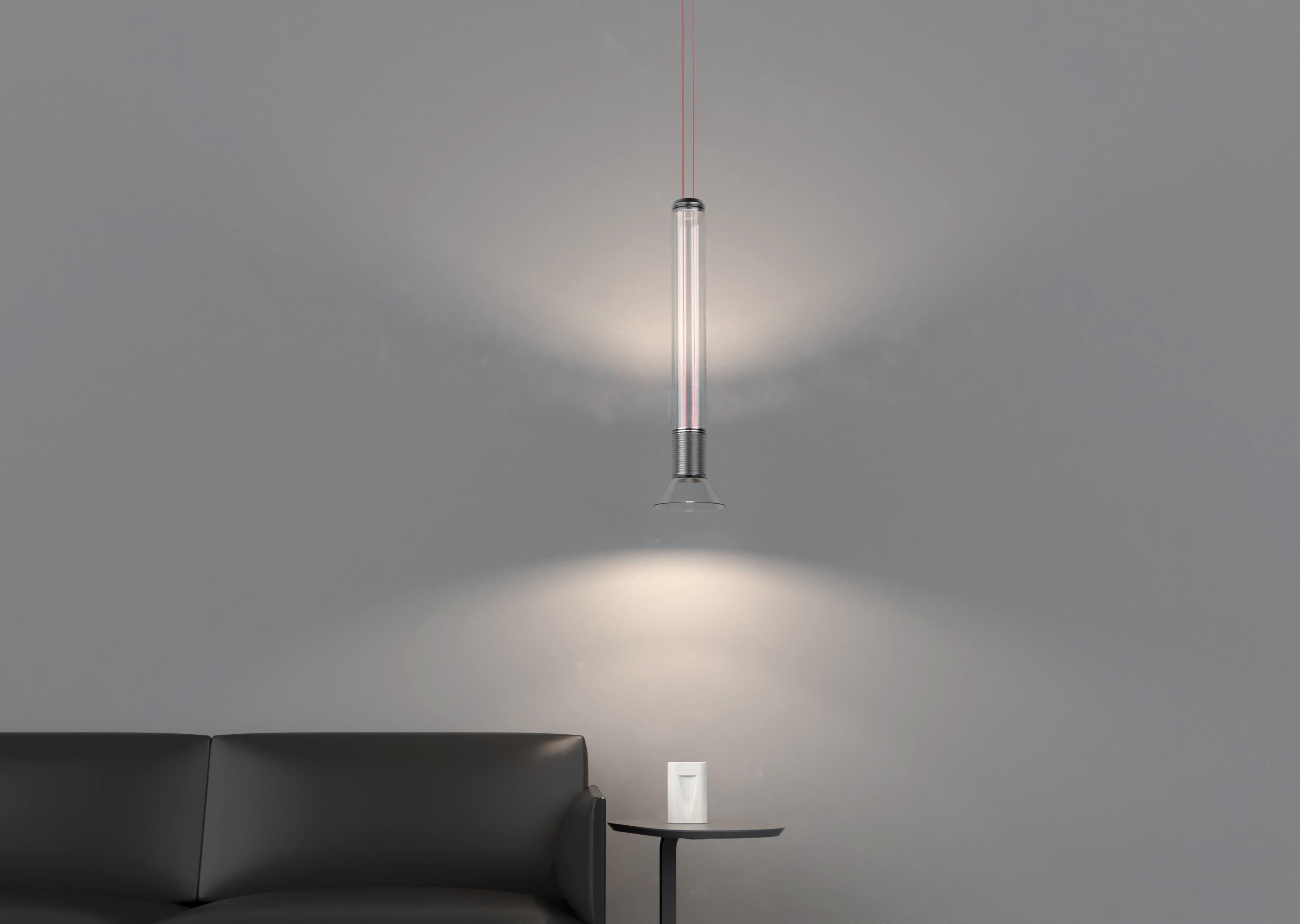 DIA Pendant Lamp in Transparent with Matte Gray Accents