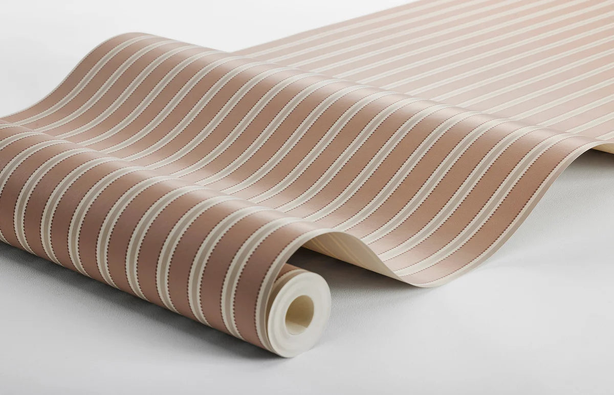 Striped Wallpaper PÄRLRAND warm brown with beige