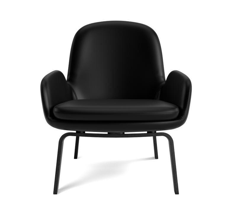 Upholstered armchair era low black oak base