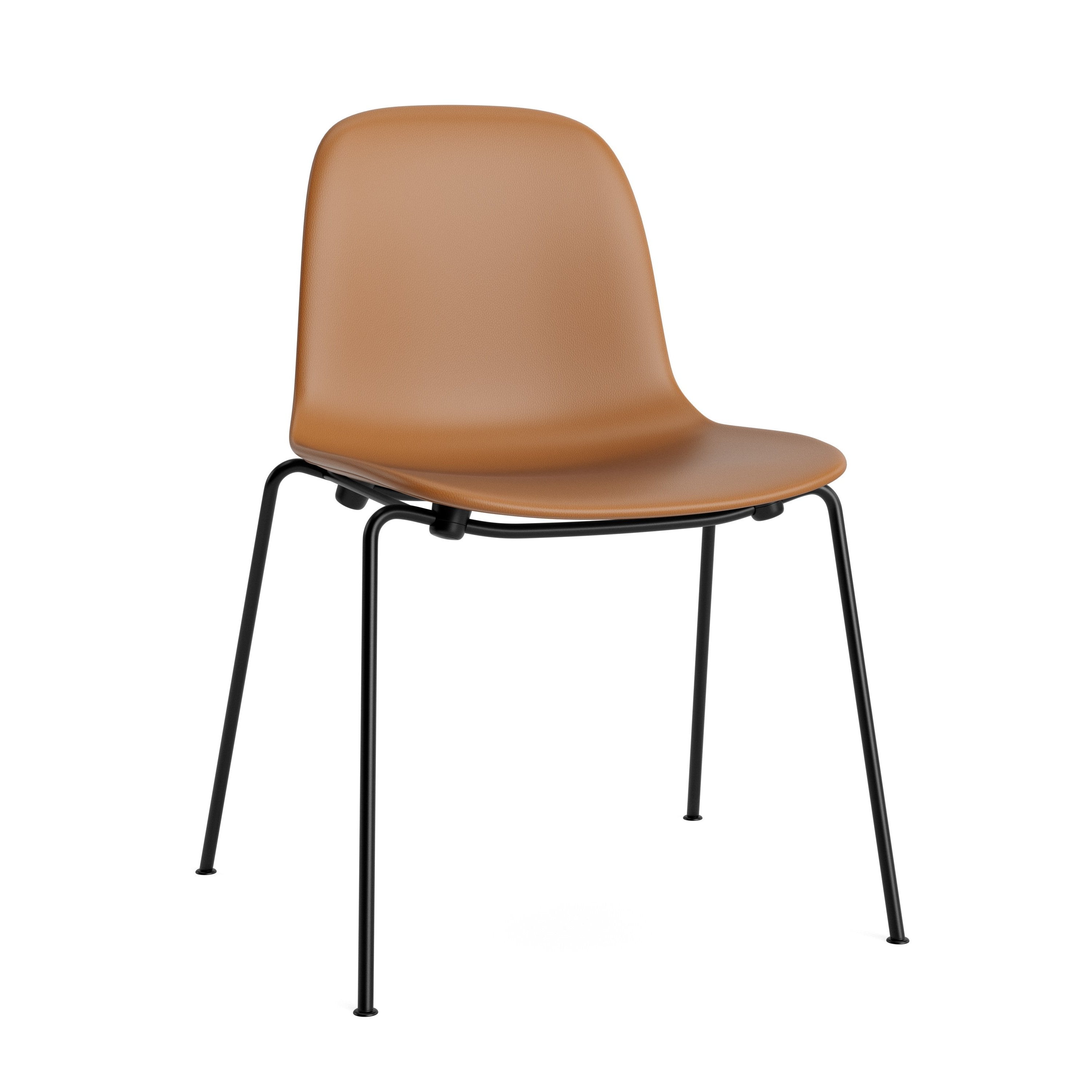 Upholstered chair forms of Stacking with a black base