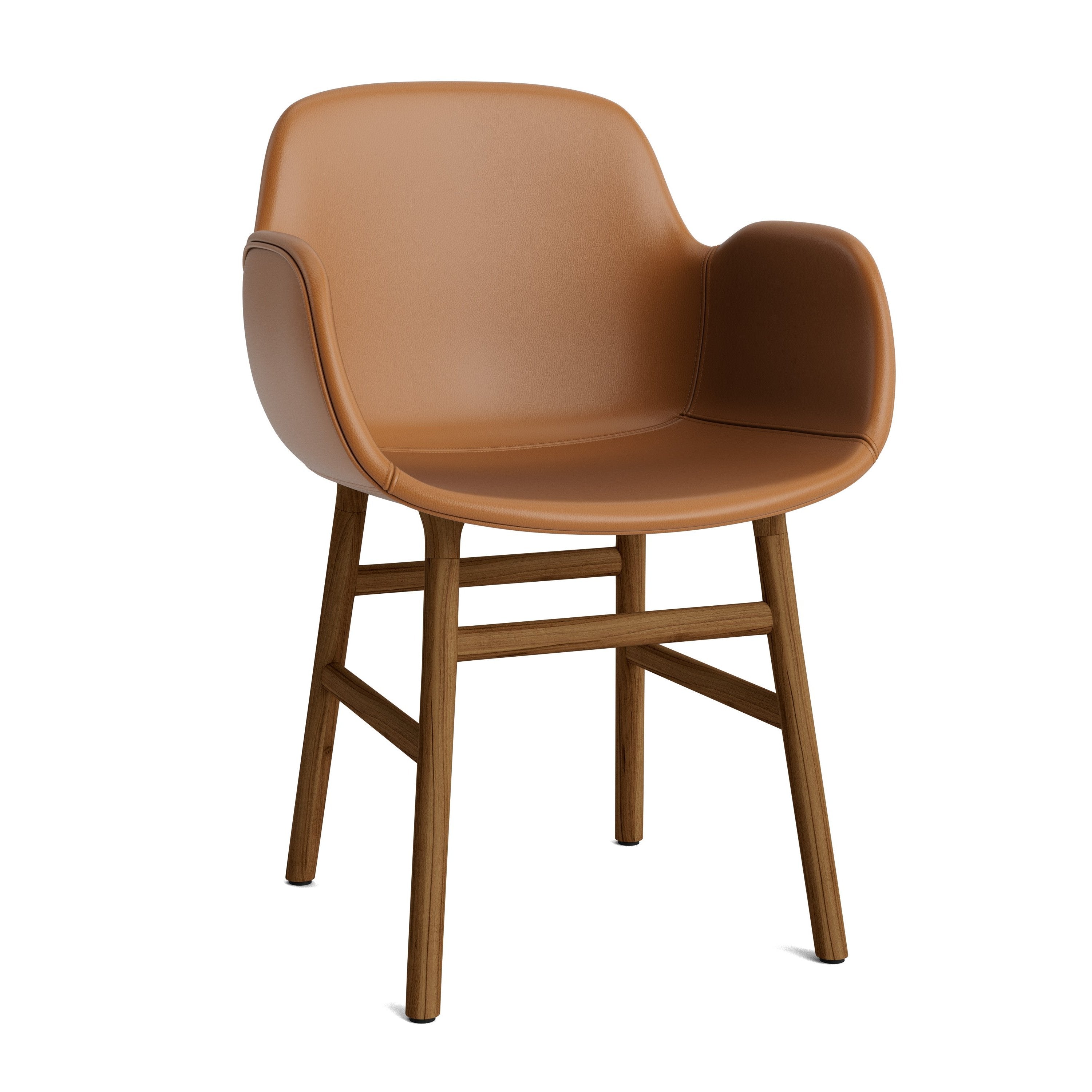 Upholstered chair with armrests of forms with a nutty base