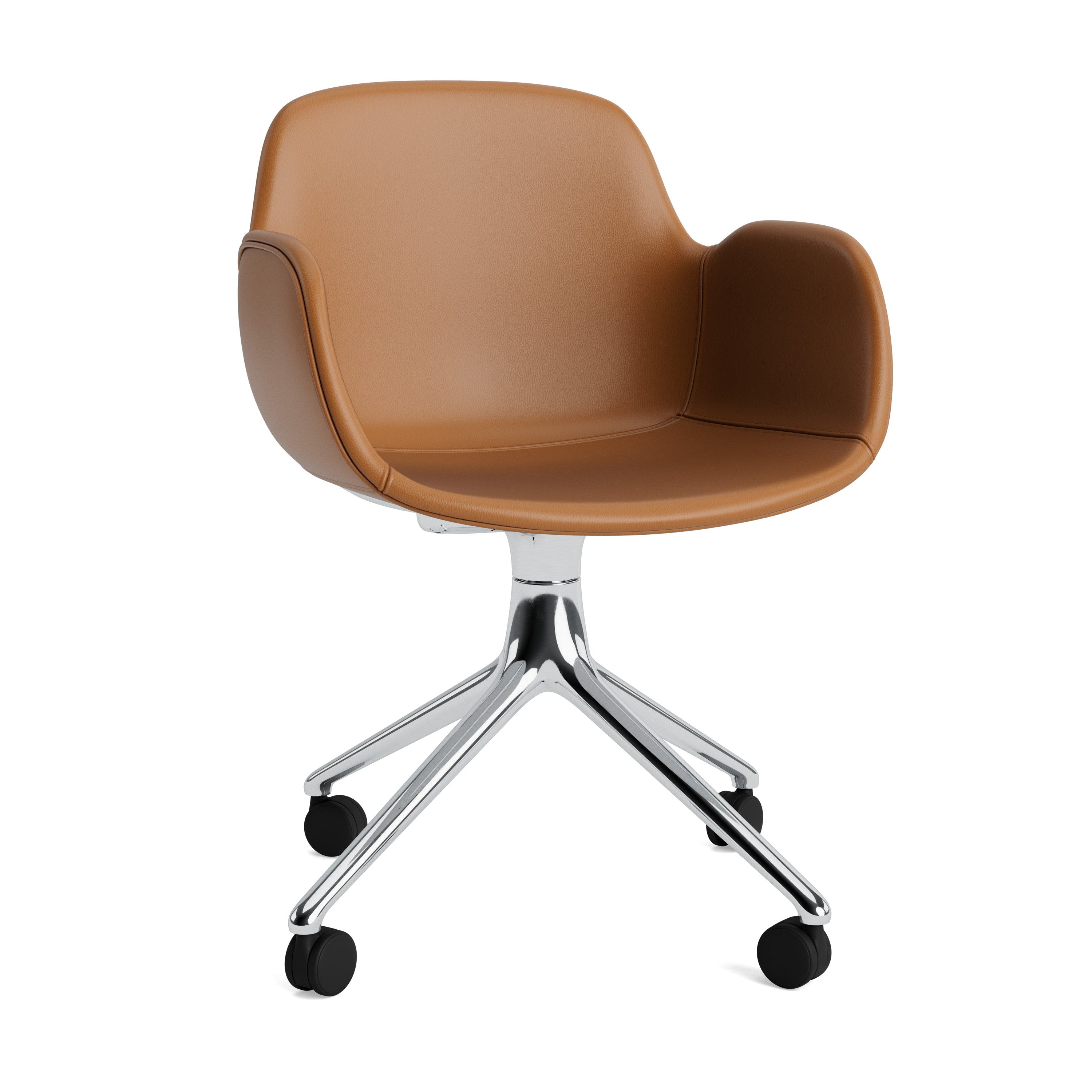 Upholstered office chair with 4W Form armrests with an aluminum base