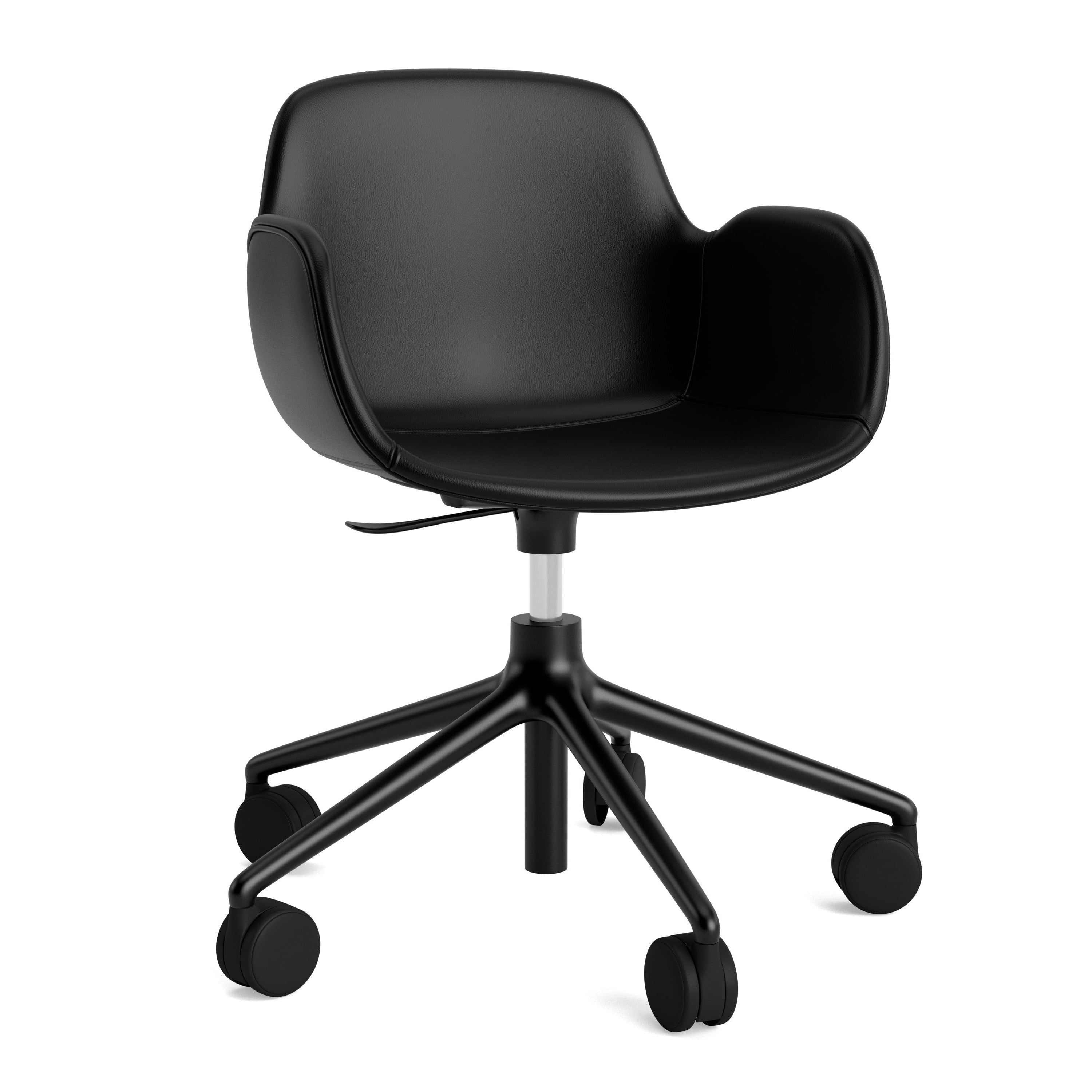 Office chair with armrests with adjustable 5W forms upholstered with a black base