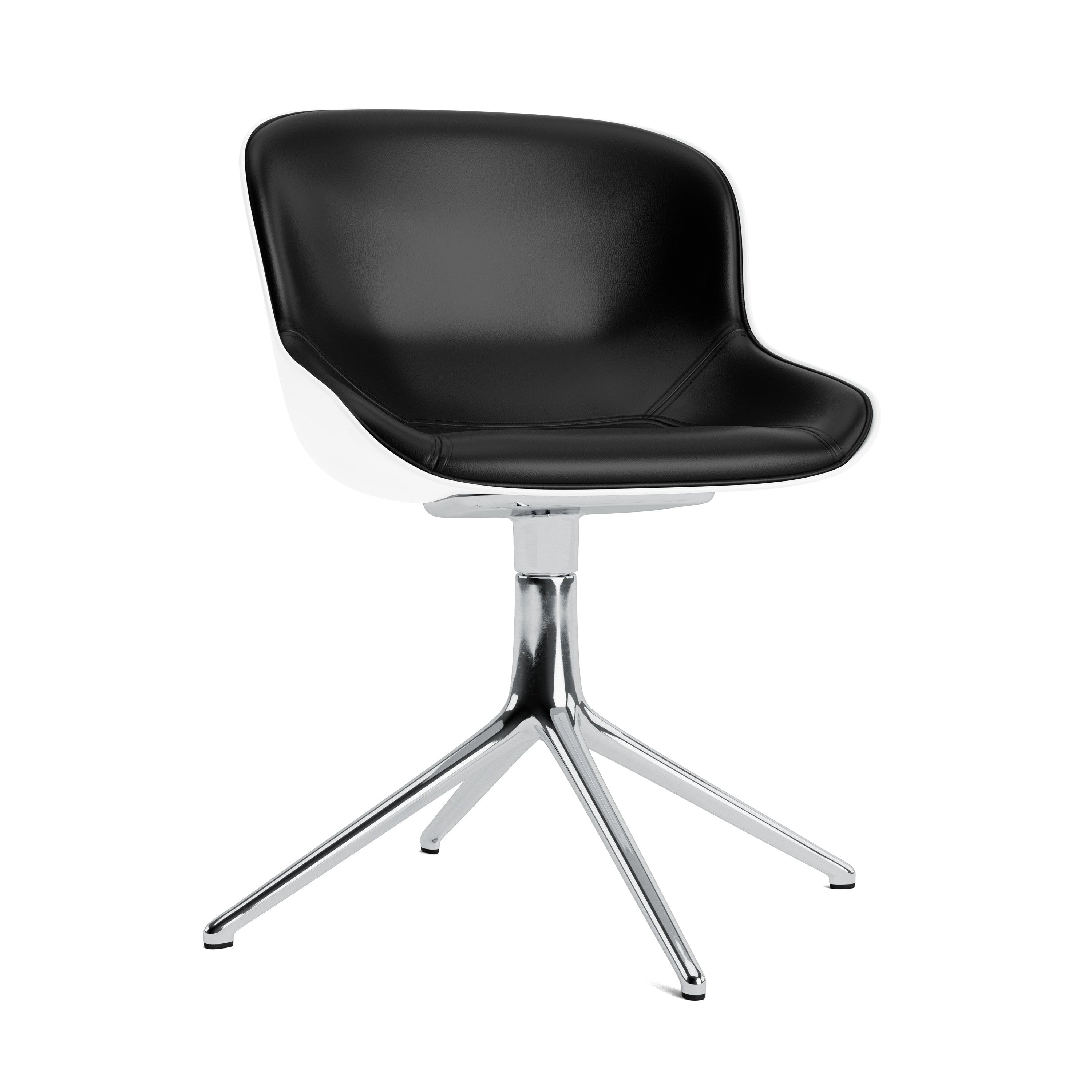 Hyg 4L white upholstered office chair with an aluminum base
