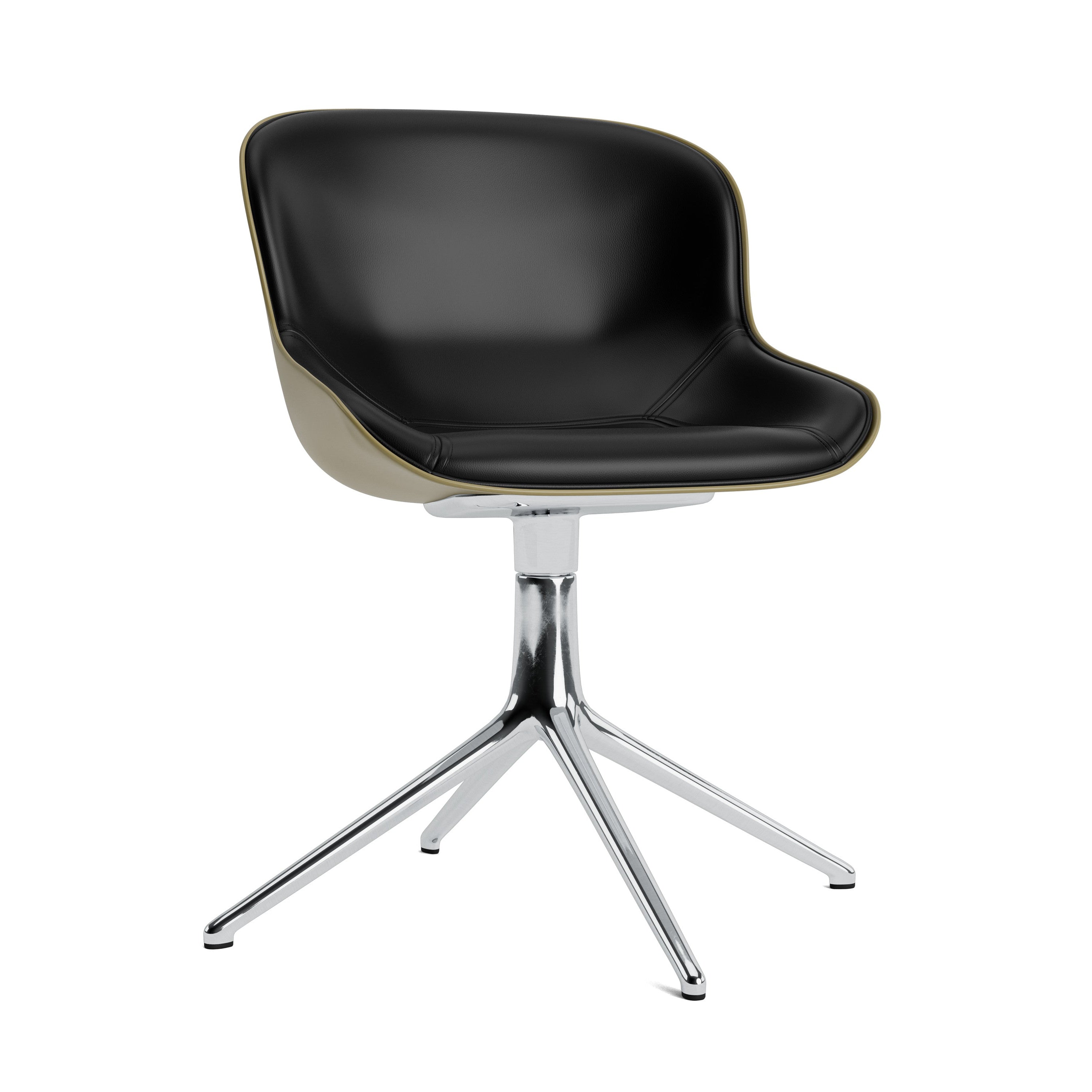 Hyg 4L olive upholstered office chair with an aluminum base