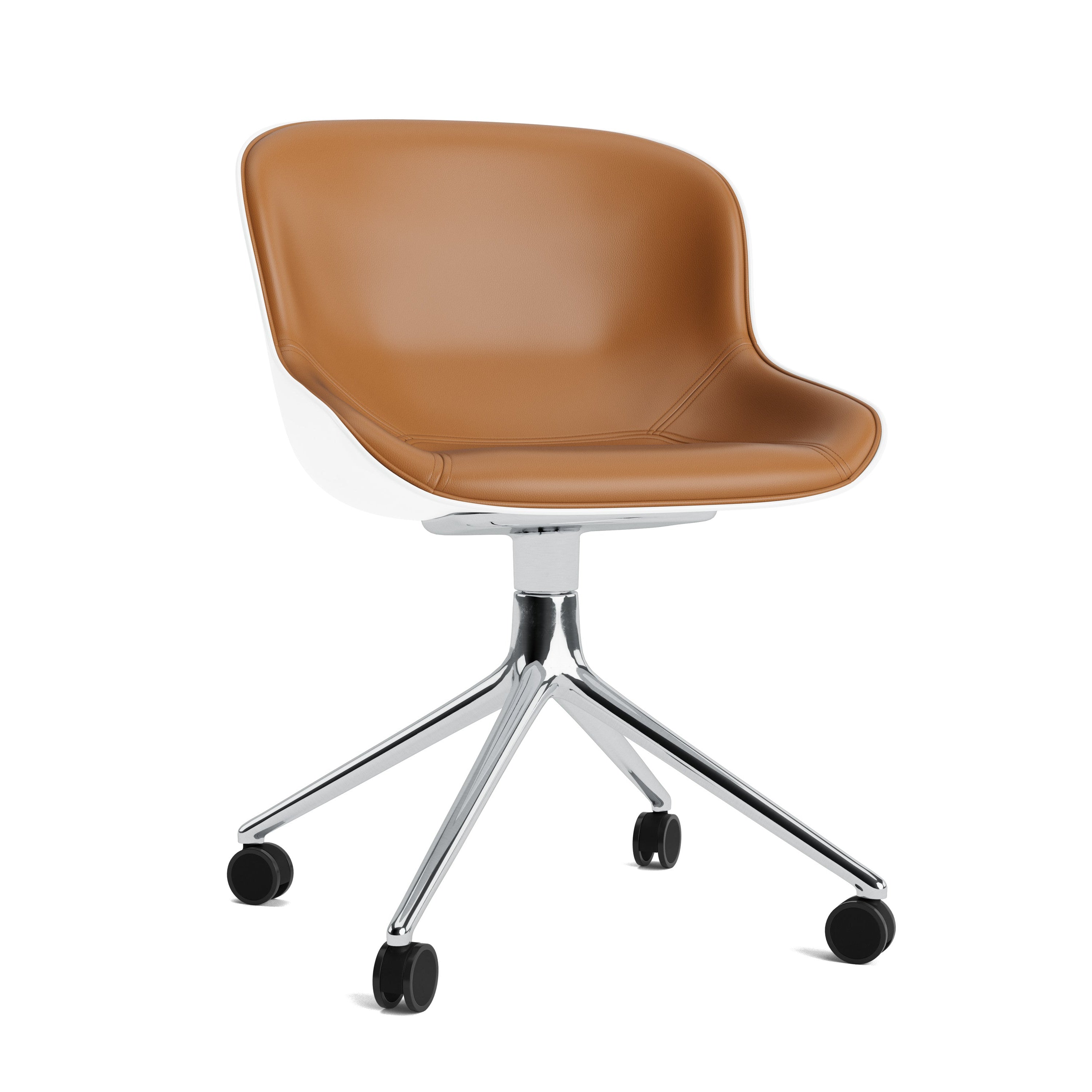 Hyg 4W Upholstered Office Chair White with an aluminum base