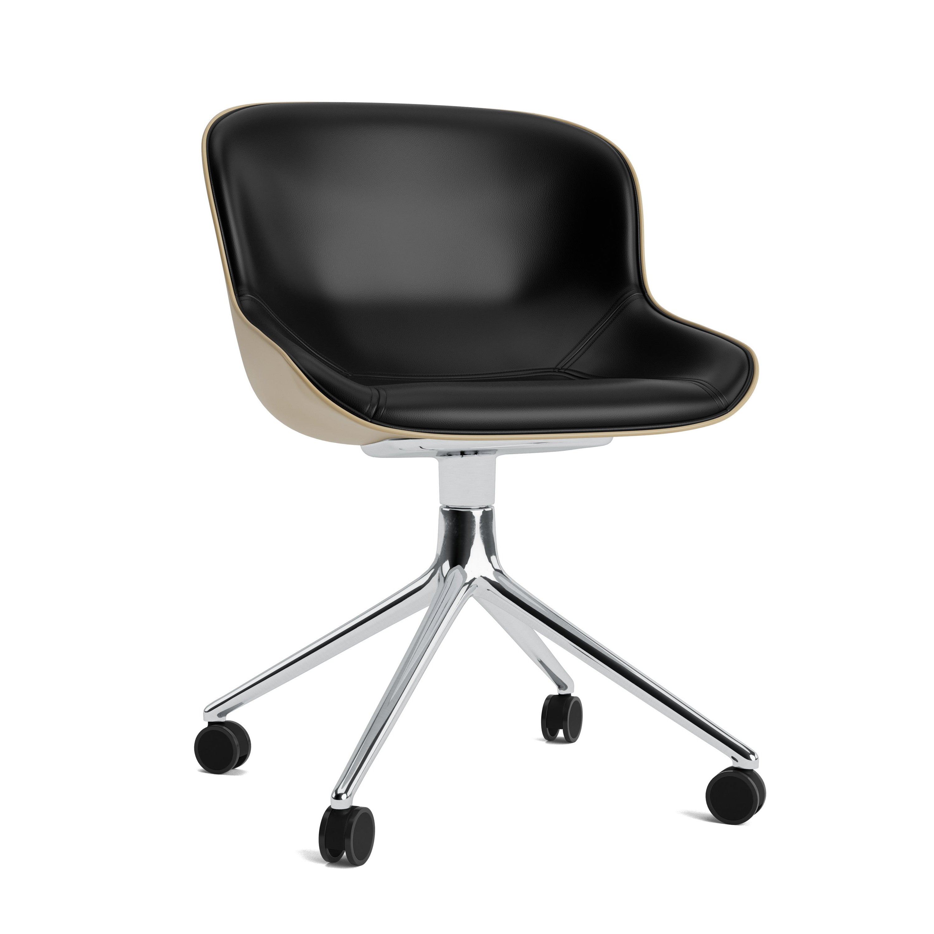 Upholstered office chair HYG 4W sandy with an aluminum base