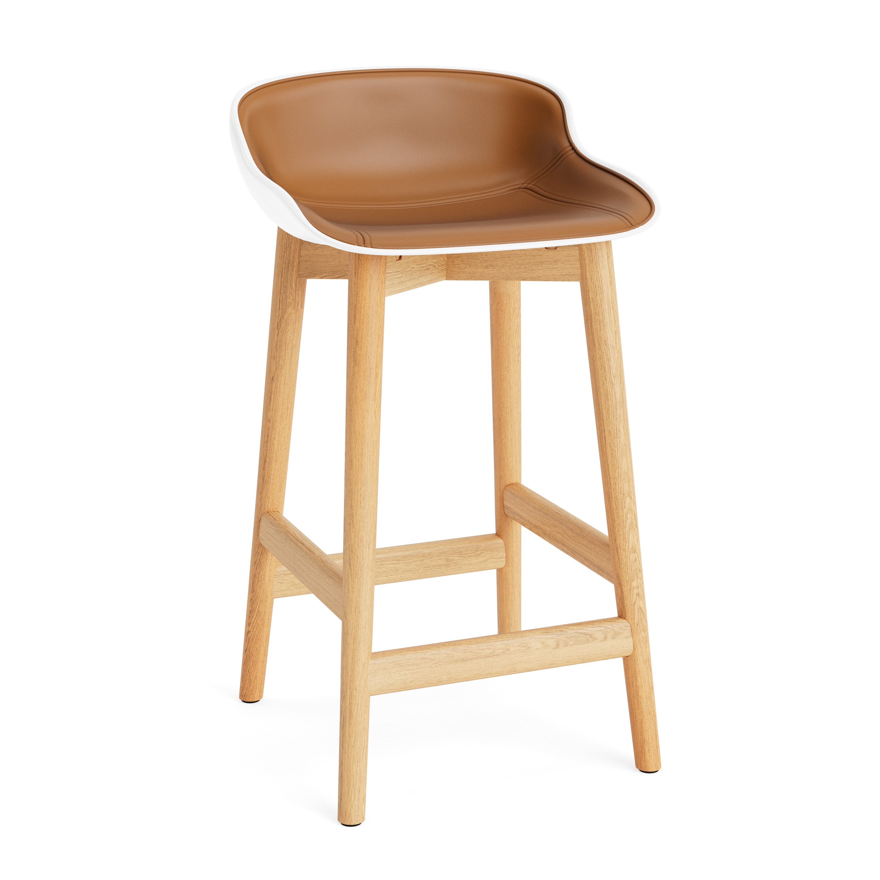 White Hyg Upholstered Bar Chair with an oak base