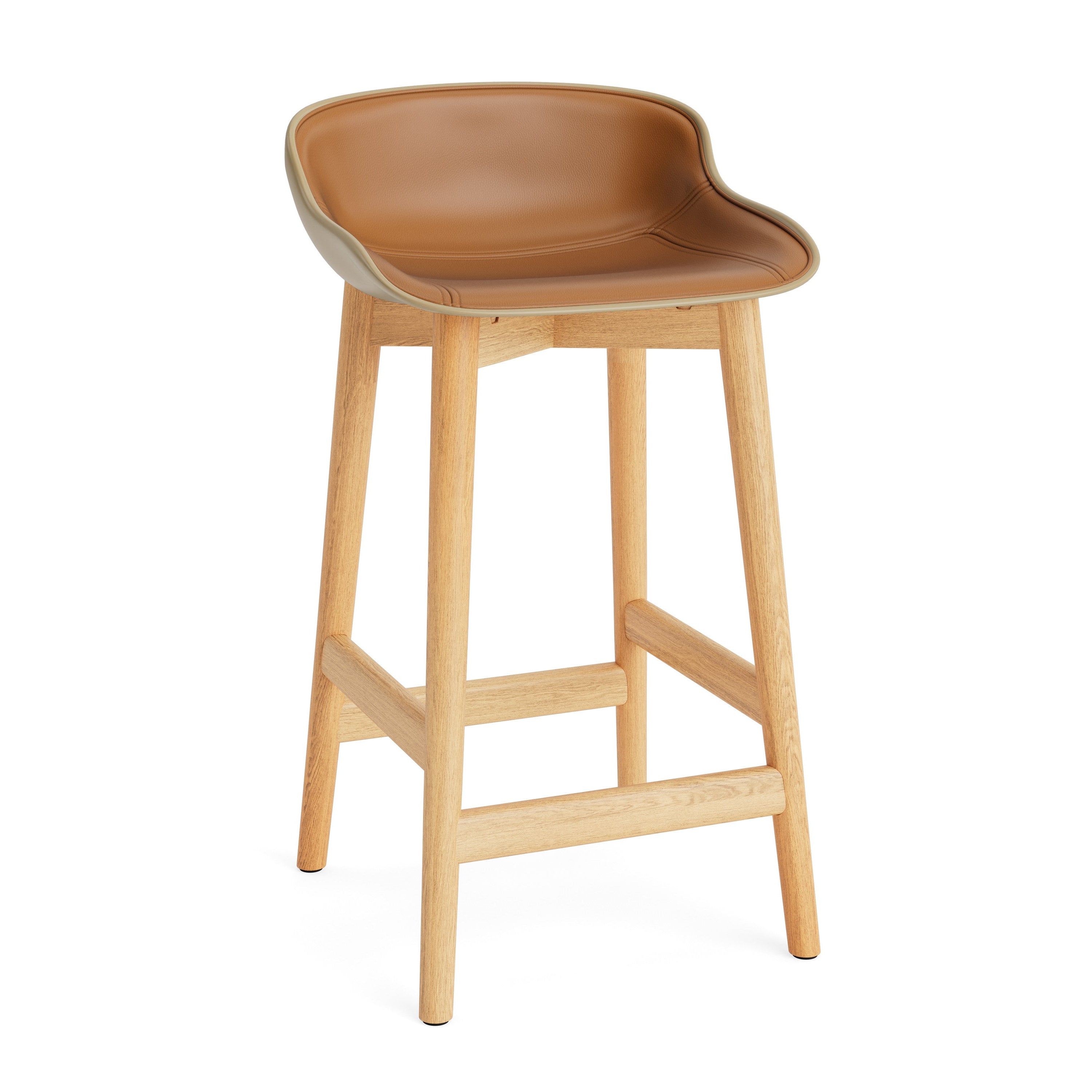 Upholstered sandstone bar chair with an oak base