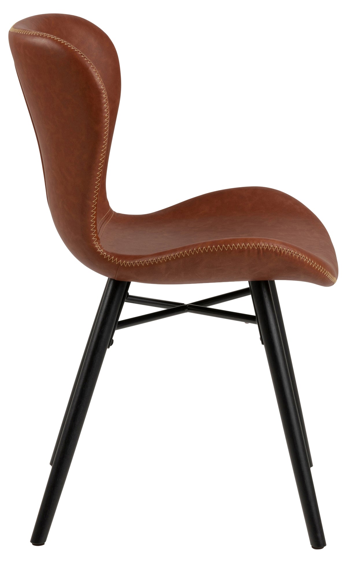 Batilda brandy leather chair with a black base