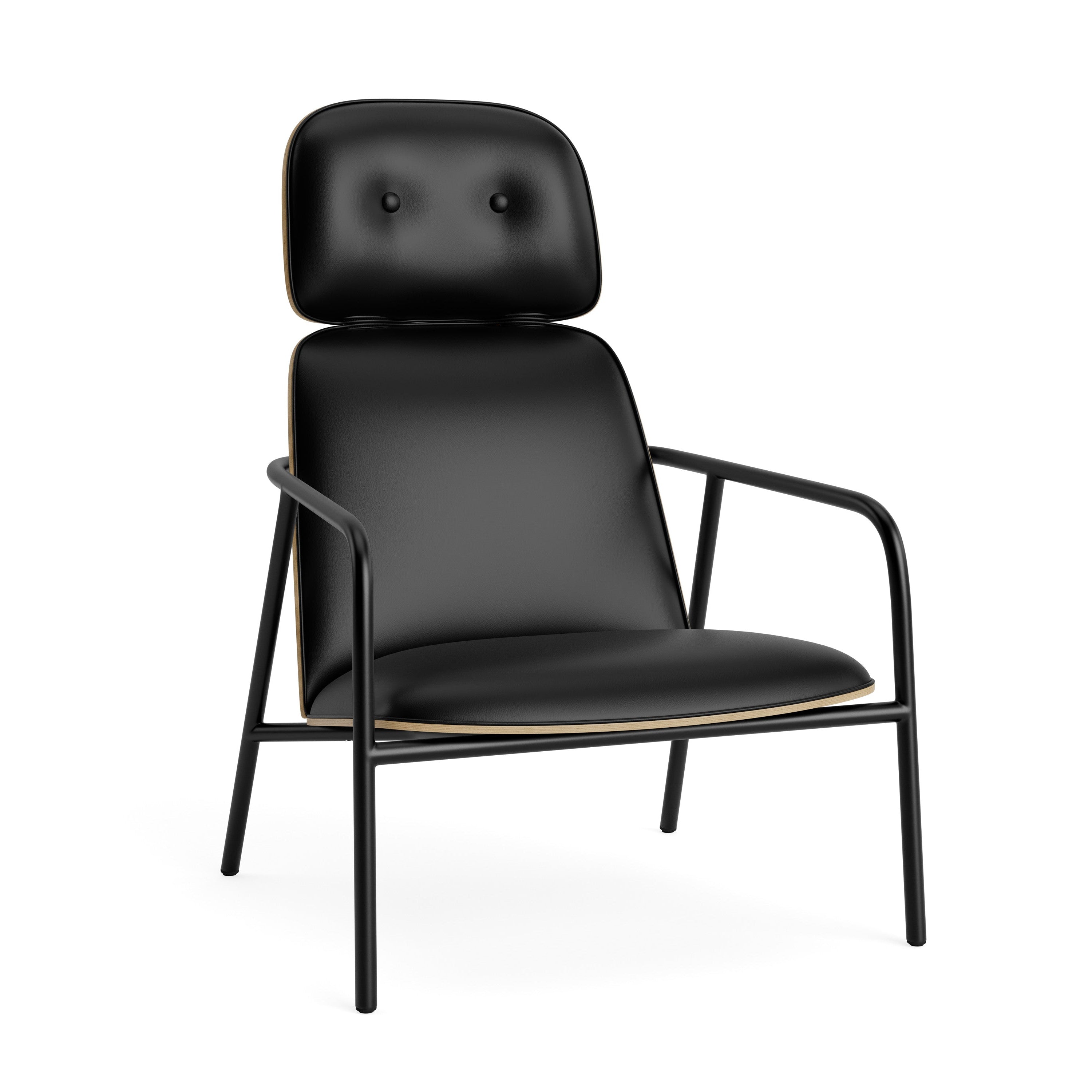 Upholstered armchair PAD HIGH Oak Veneer with a black base