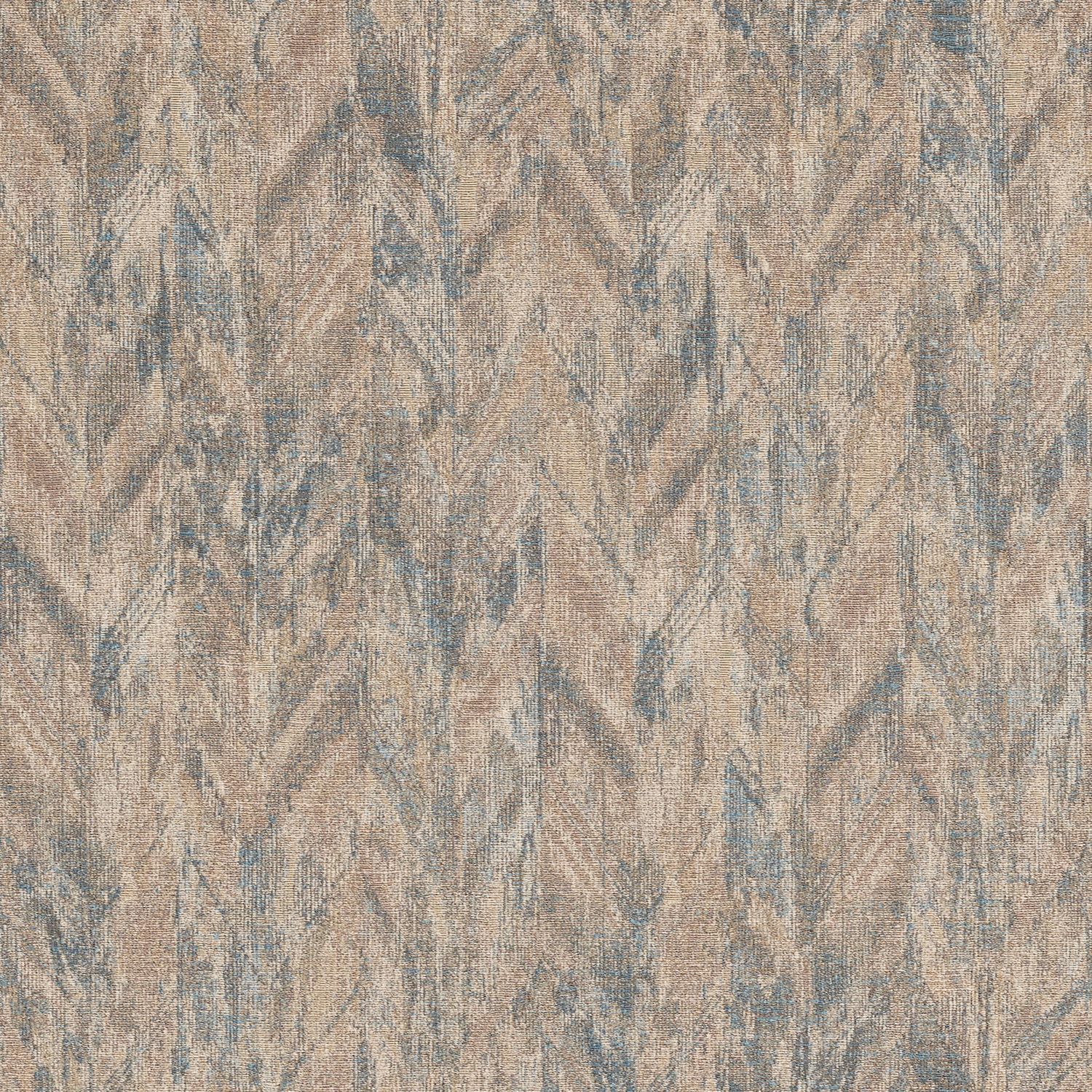 Textile structural jacquard wallpaper with abstract pattern ARAPAHO - SABLE PIERRE- BLEUE beige with blue