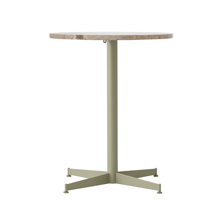 Runder Tisch NOOK beige Stein mit olivgrünem Fuß [Julia]