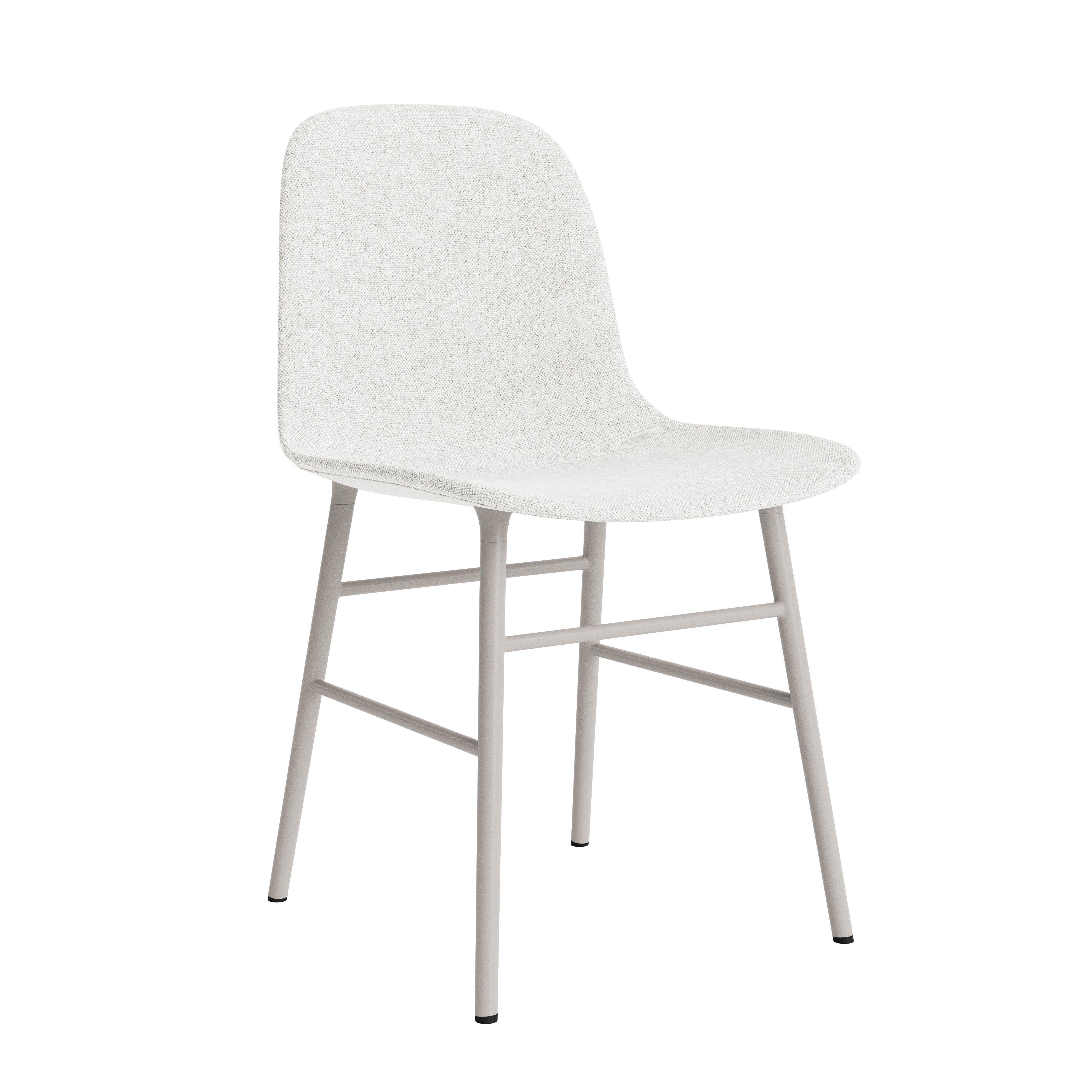 Upholstered chair forms with a light gray base
