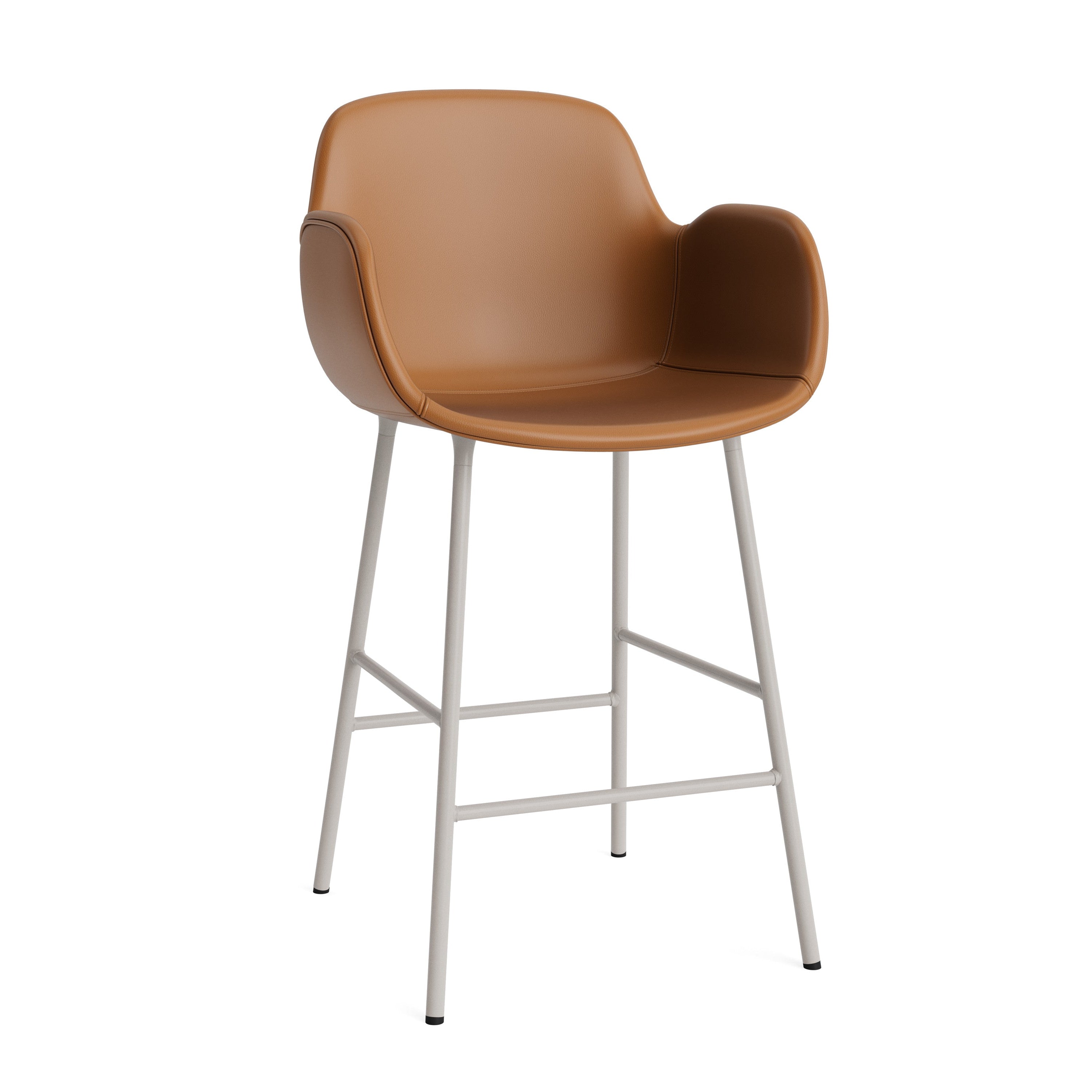Bar chair upholstered with armrests of forms with warm gray base