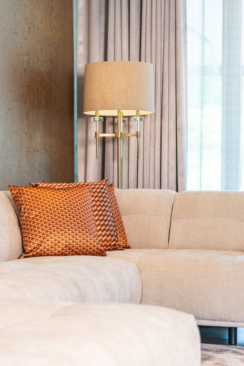 Floor lamp JOSIE beige shade with a golden base