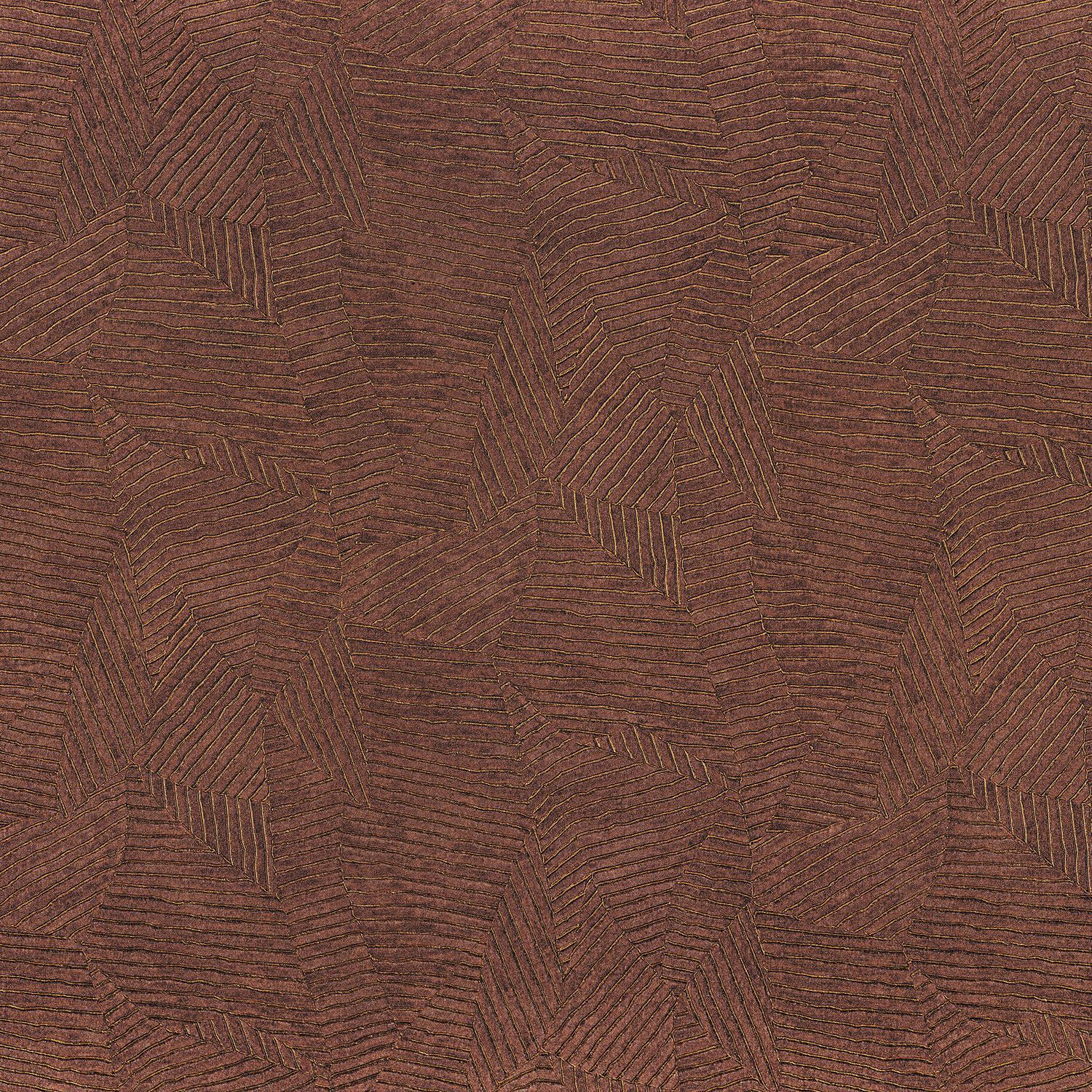 Structural wallpaper imitating bamboo leaves SOROA - TERRACOTTA