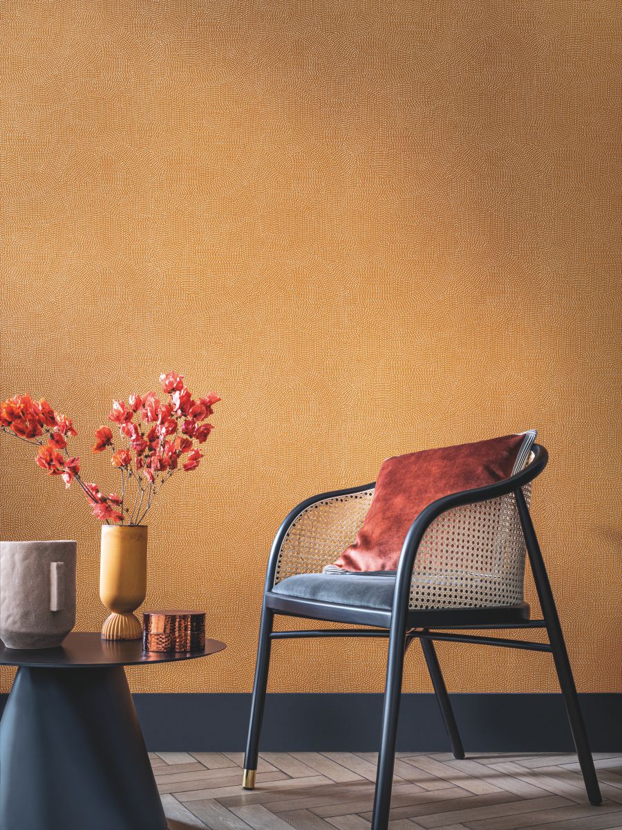 FRANZ Abstract Pattern Wallpaper - CARBONE Brown with Gold