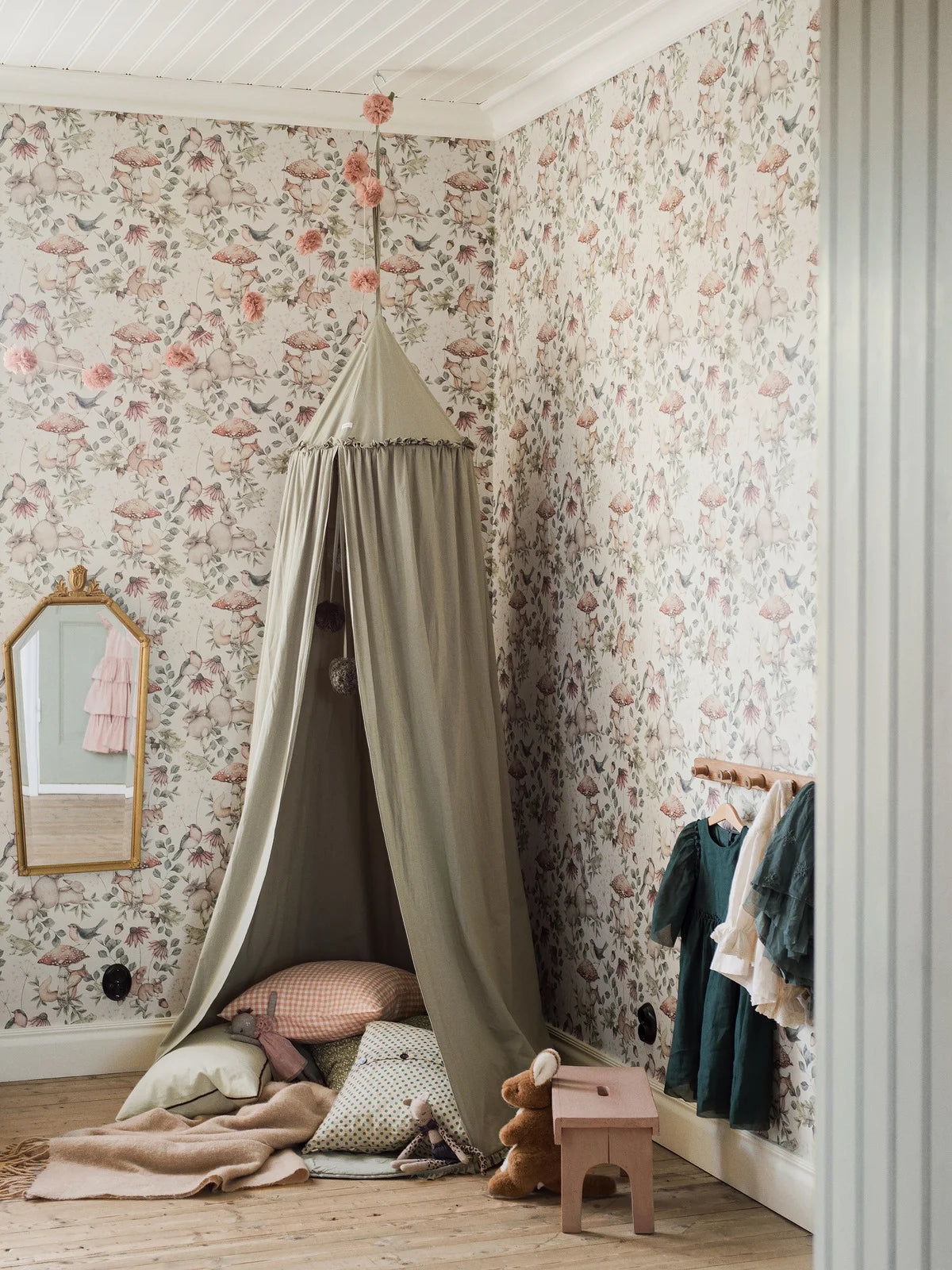MINOU Beige Animal-Themed Children's Wallpaper