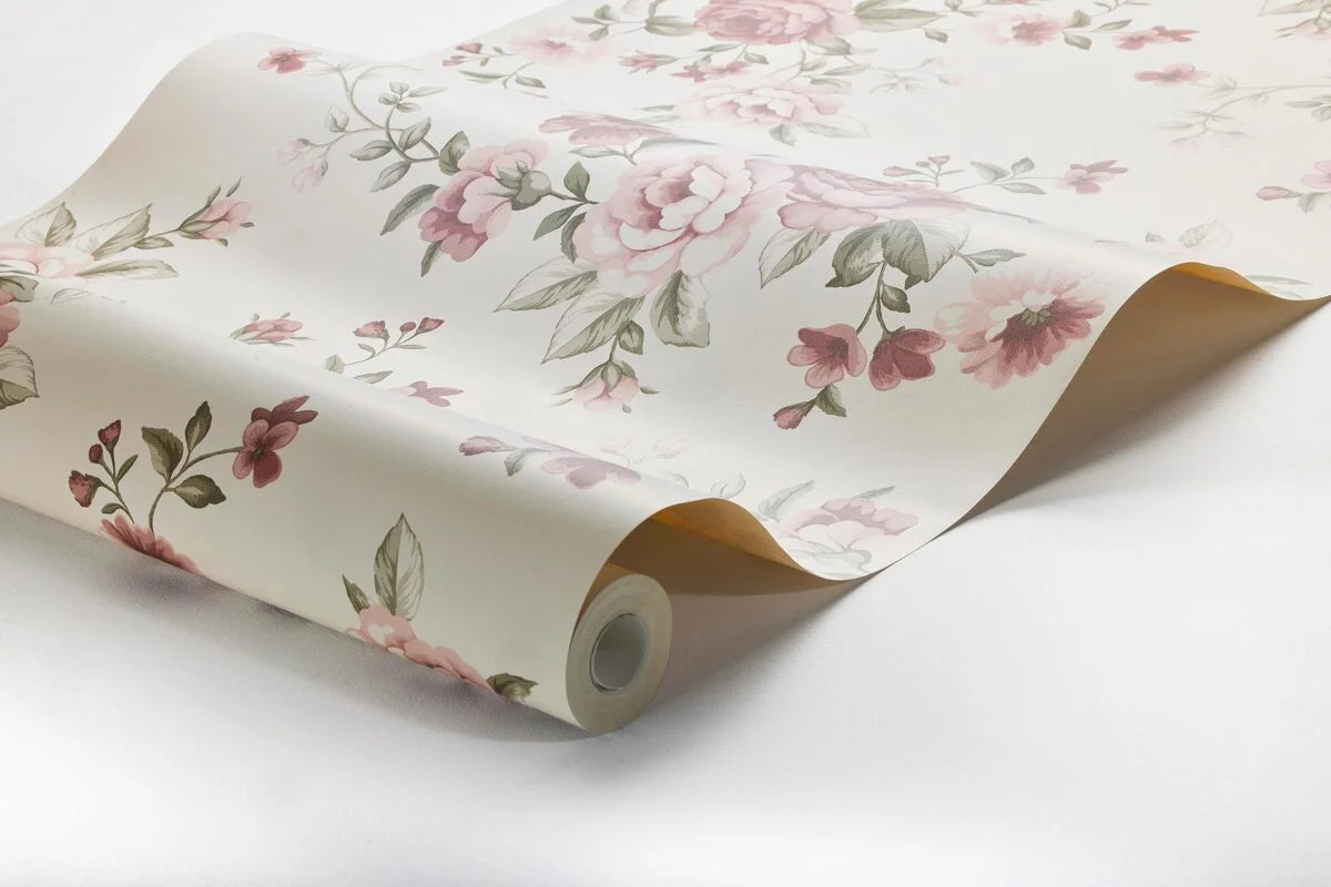 NOMI Beige Floral Plant Motif Wallpaper