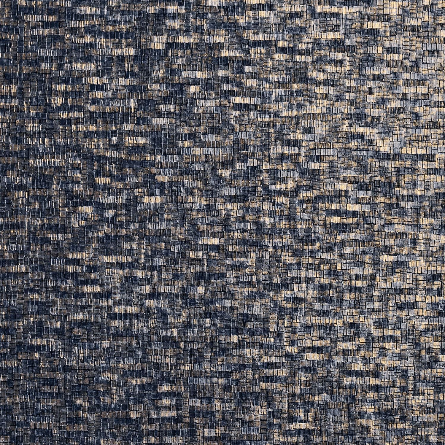 Structural wallpaper imitating mosaic TESSELA - MARINE/DORE navy blue with gold