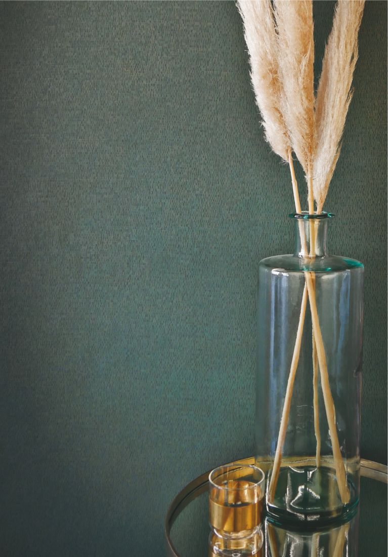 Structural wallpaper imitating straw marquetry ROSEAU - MUSTARD mustard