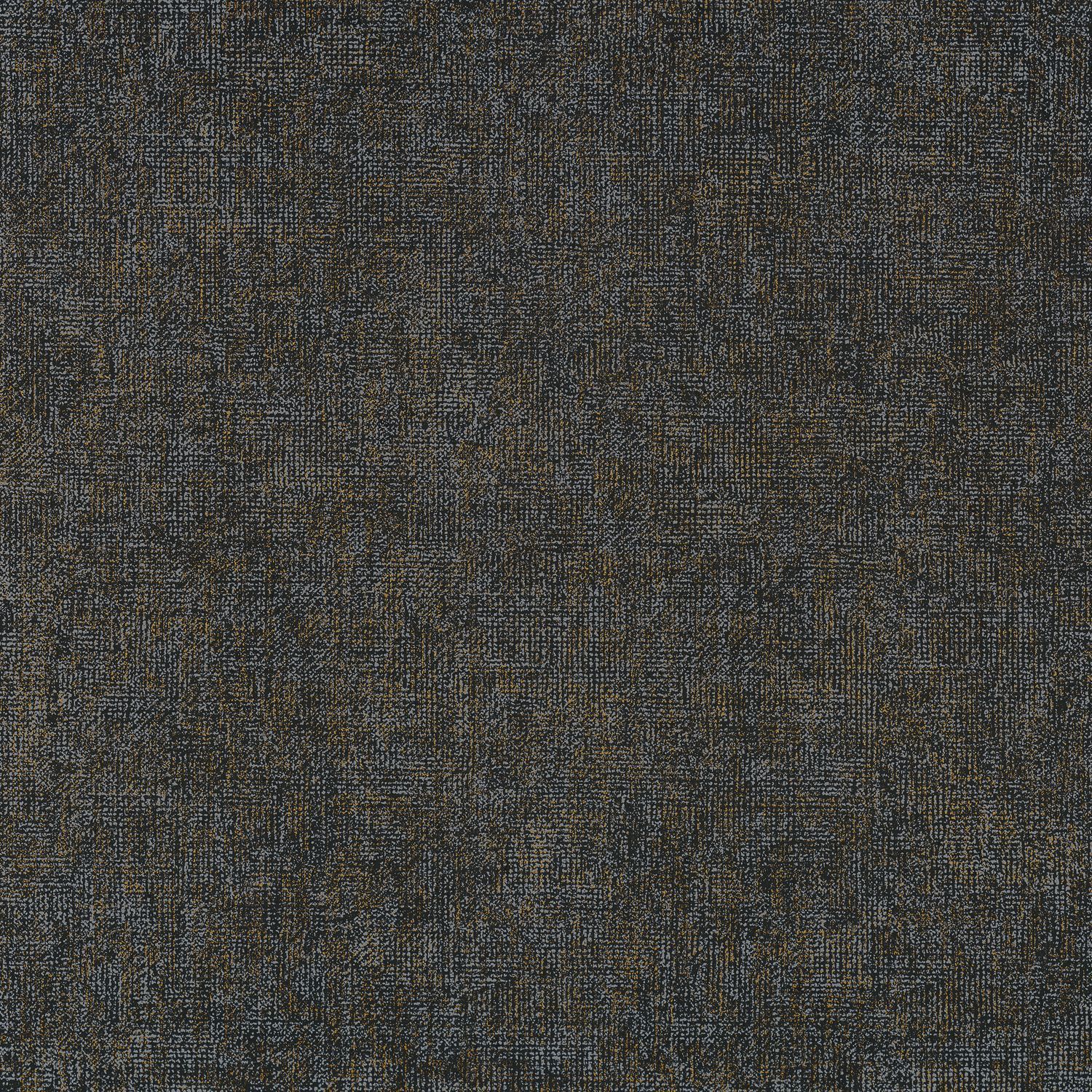 Structural wallpaper resembling linen TENERE - NOIR DORE black with gold