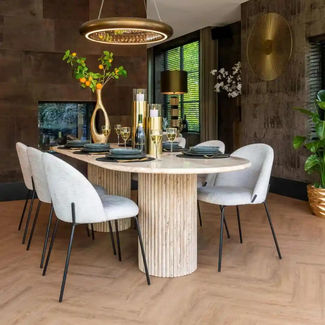 LA CANTERA brown table with travertine