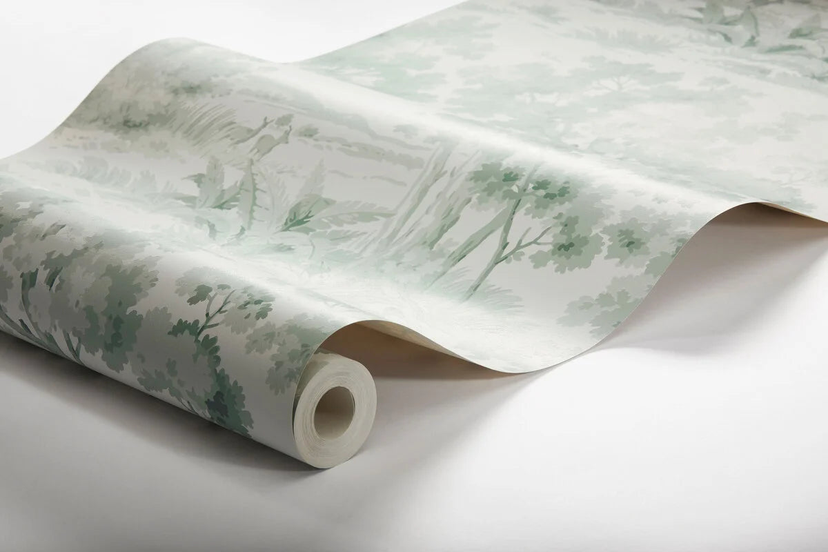 Vlies-Tapete mit pflanzlichem Muster COUNTRYSIDE MORNING beige mit grünem Akzent