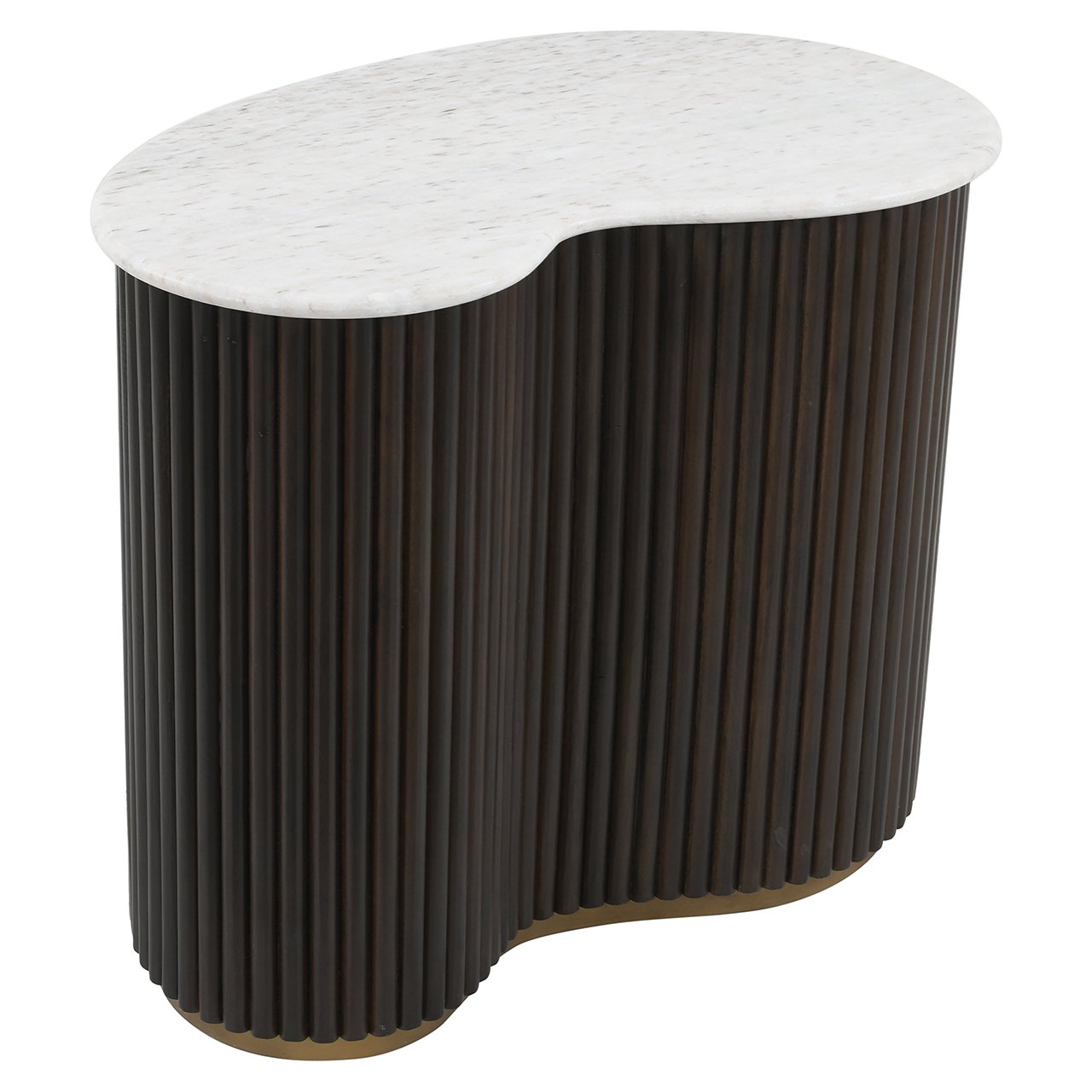 MAYFIELD coffee table set white marble with ribbed mango wood