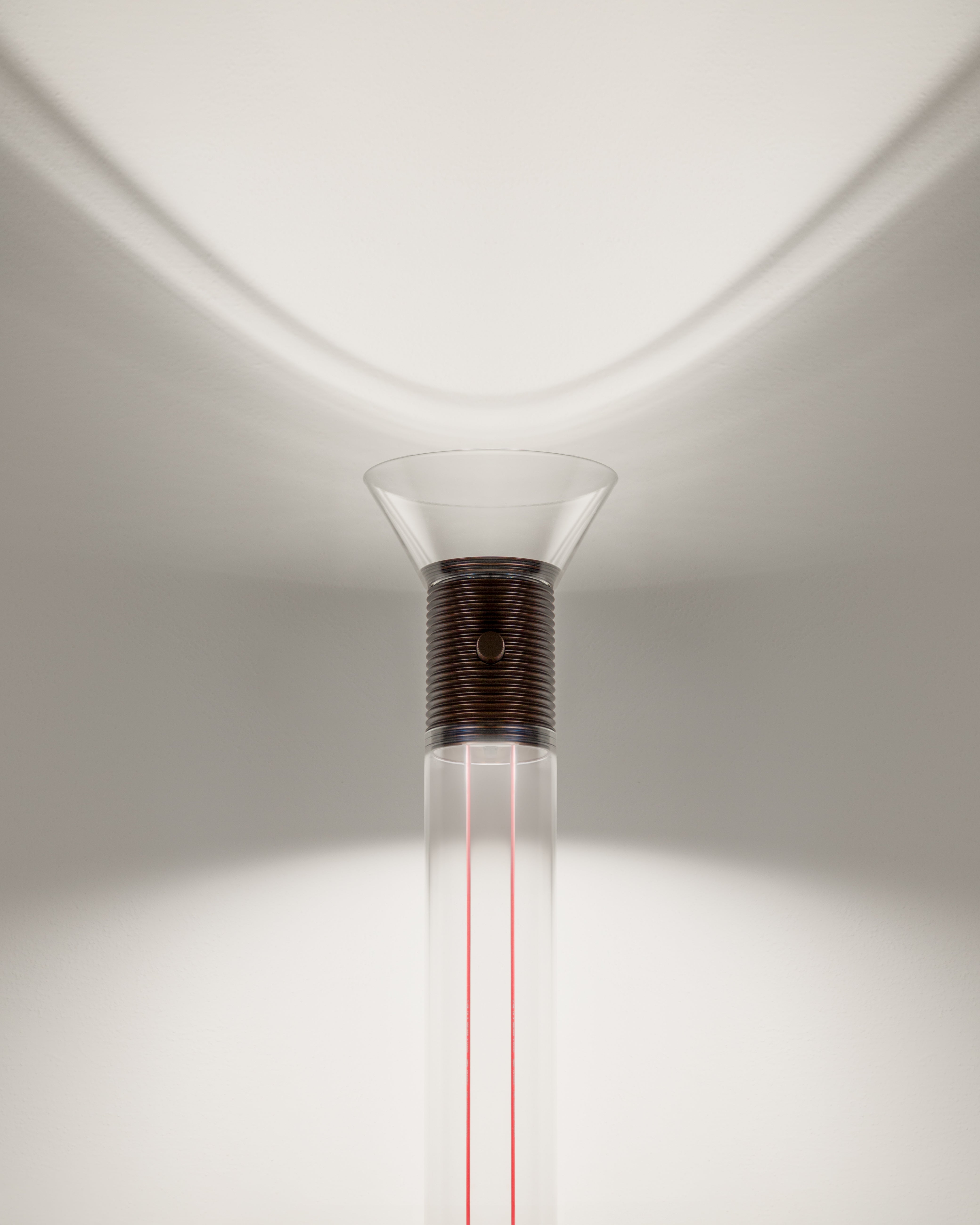 DIA Floor Lamp in Transparent with Matte Brown Accents