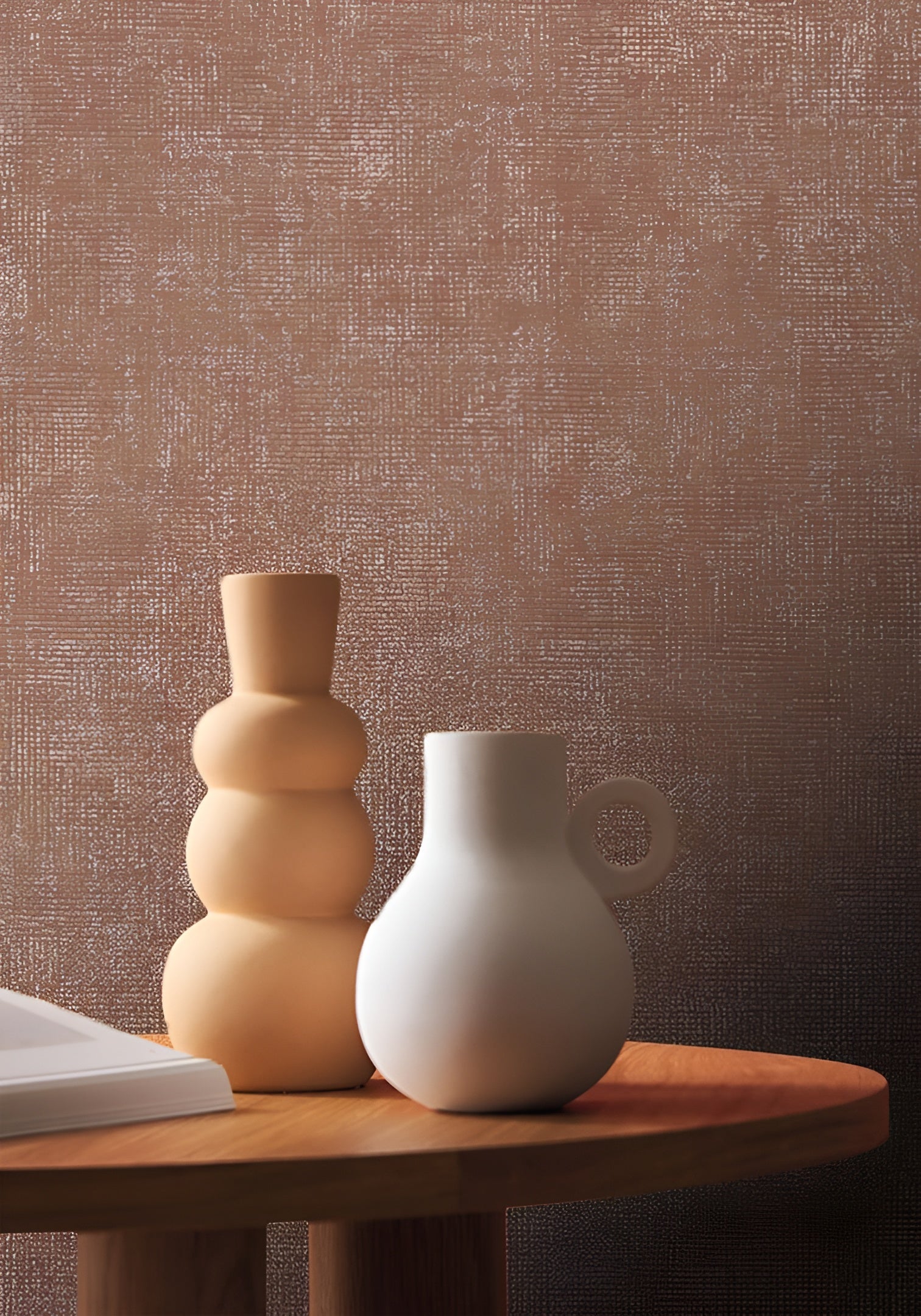 Structural wallpaper resembling linen TENERE - GRIS CENDRE warm gray