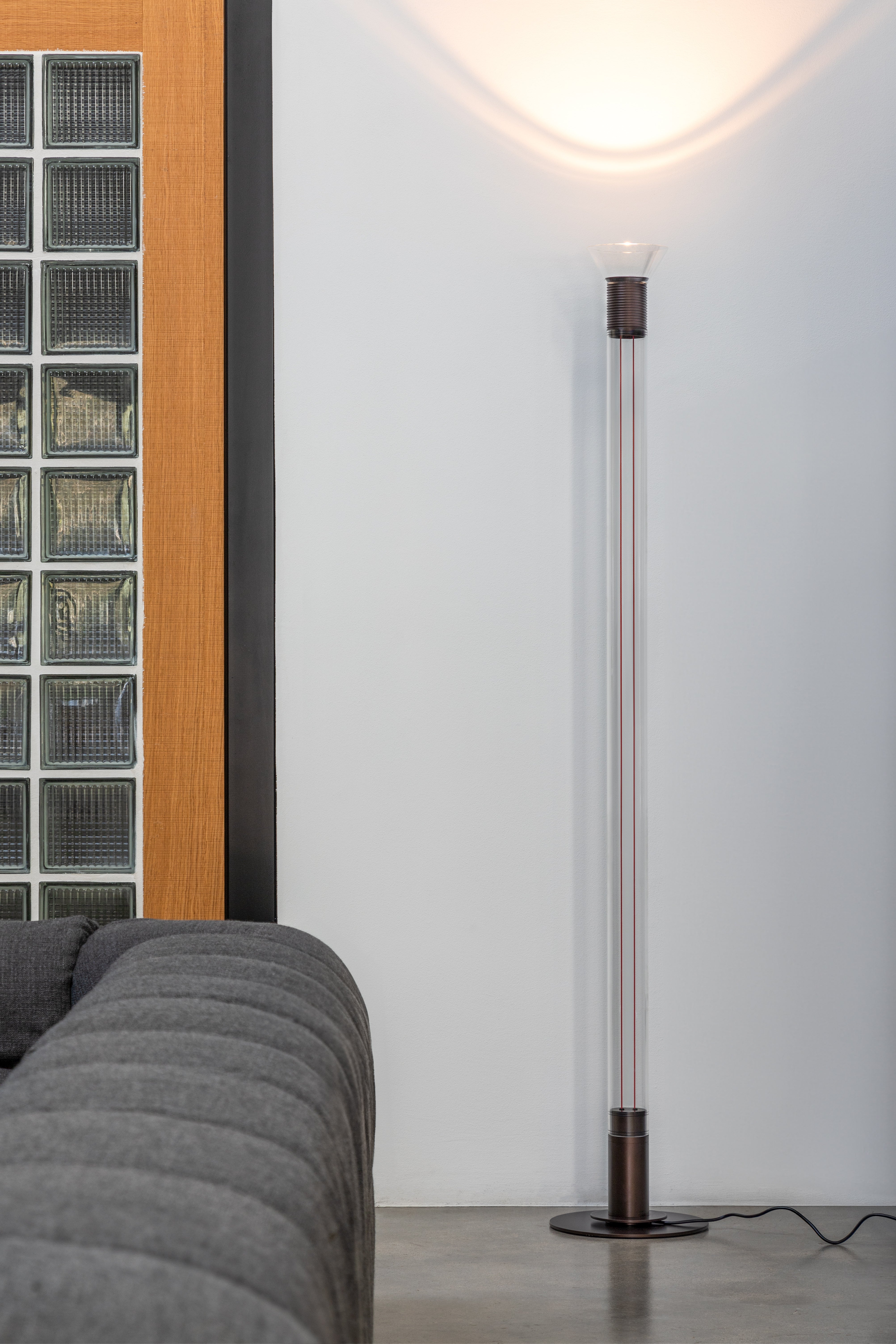 DIA Floor Lamp in Transparent with Matte Brown Accents