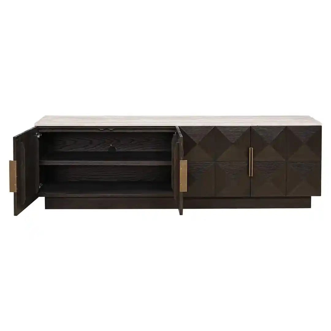 RTV-Sideboard CLAREMONT braun mit beigem Tischplatte