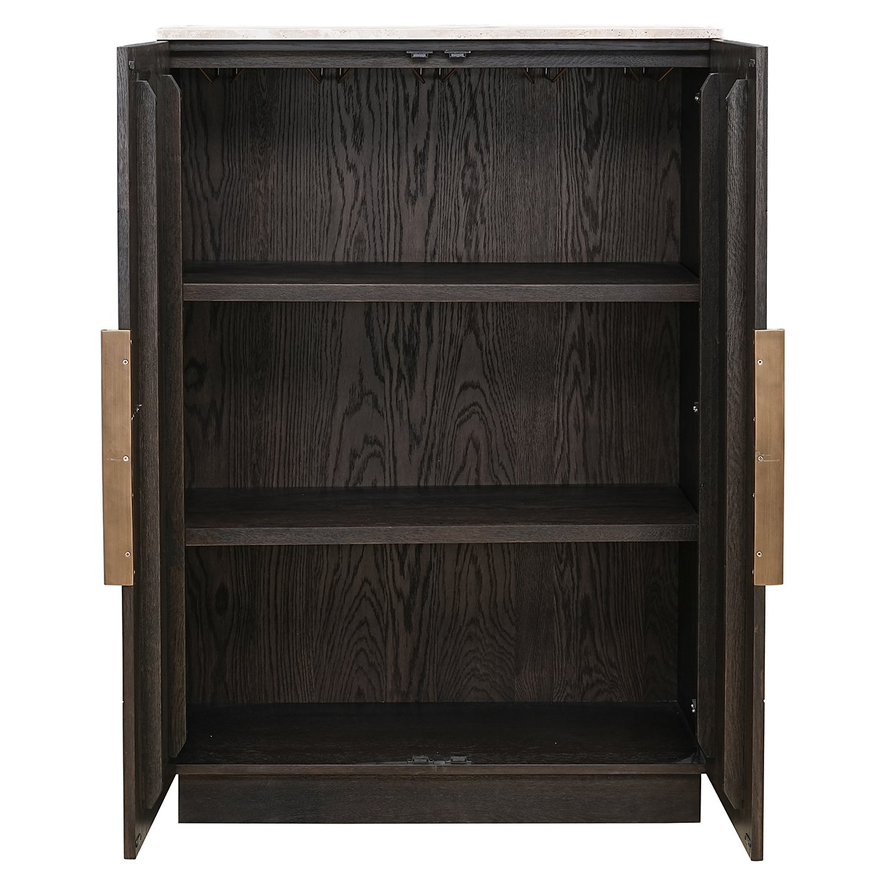 High Chest of Drawers CLAREMONT brown with beige stone