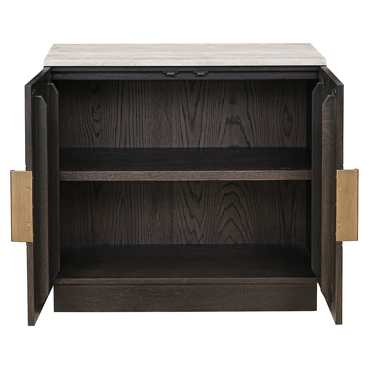 2-door CLAREMONT chest of drawers brown with beige stone